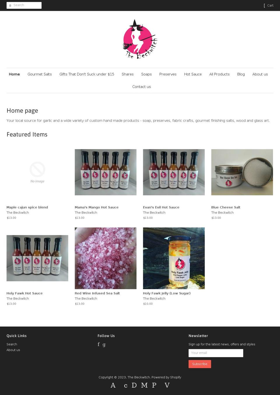 thebeckwitch.ca shopify website screenshot