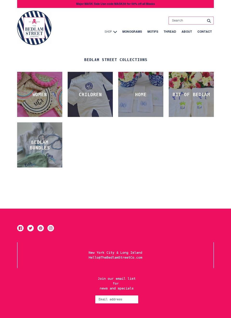 thebedlamstreetco.com shopify website screenshot