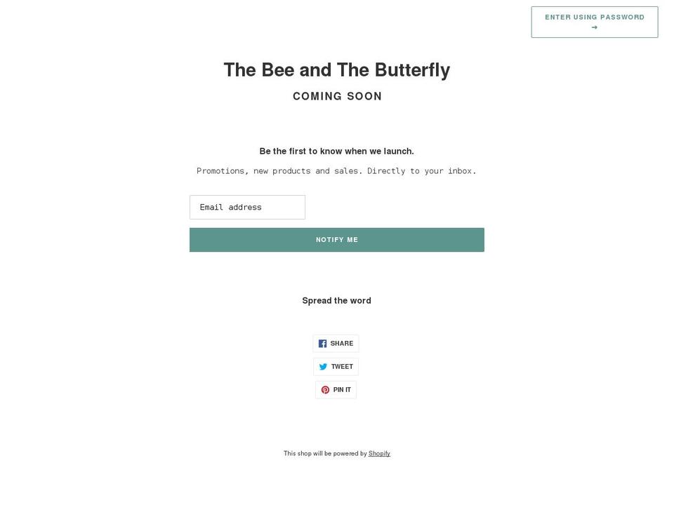 thebeeandthebutterfly.com shopify website screenshot