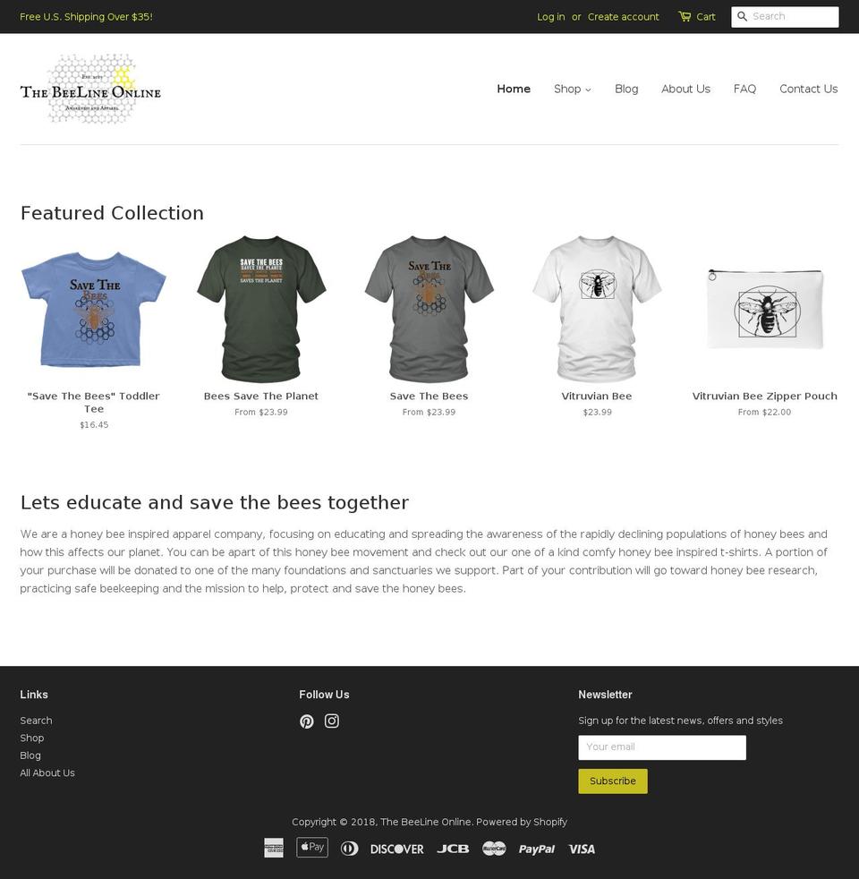 thebeelineonline.com — Shopify storefront screenshot