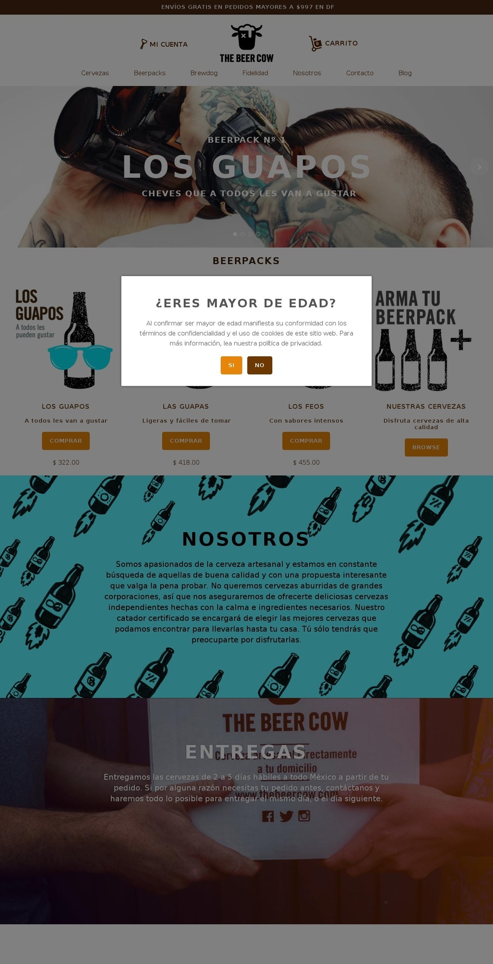 Taste Shopify theme site example thebeercow.com