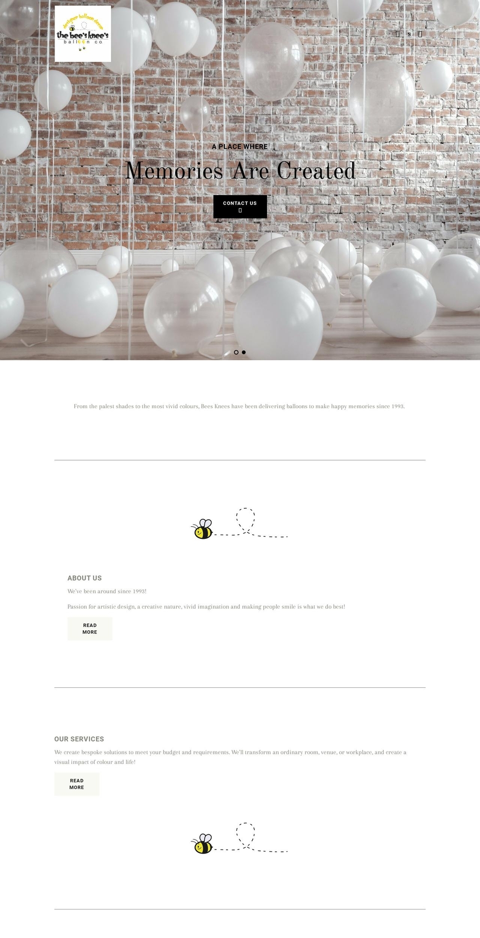 thebeeskneesballoonco.co.uk shopify website screenshot