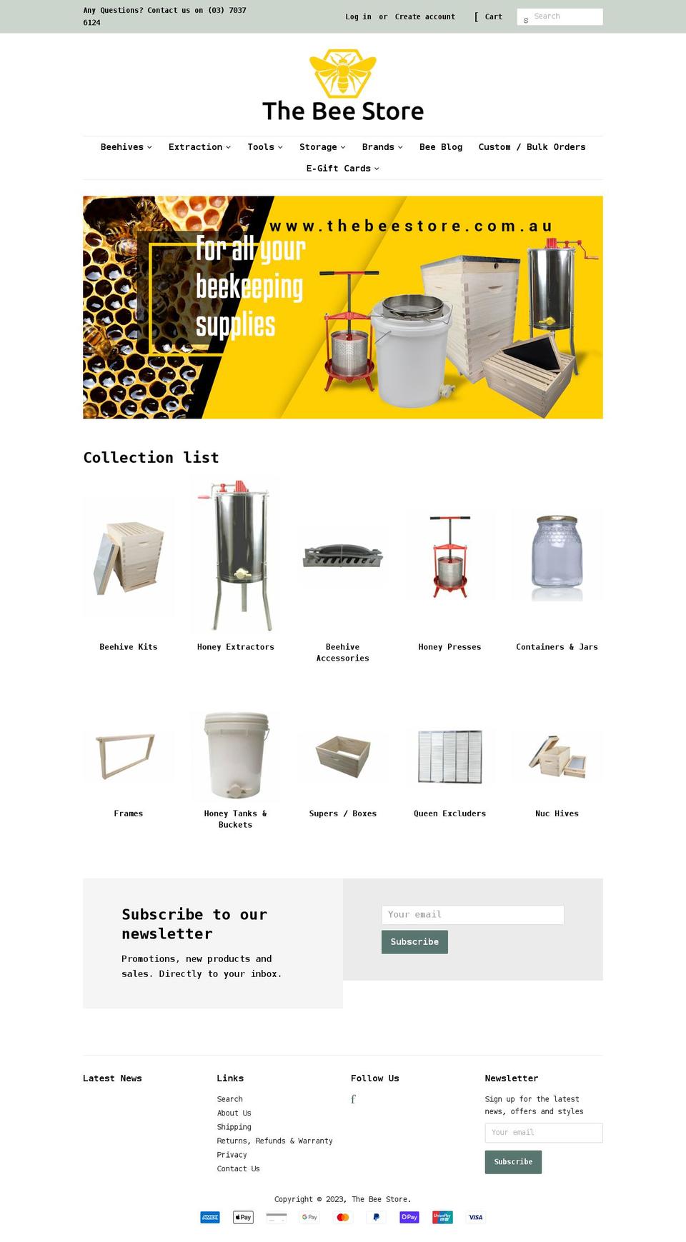 thebeestore.com.au shopify website screenshot