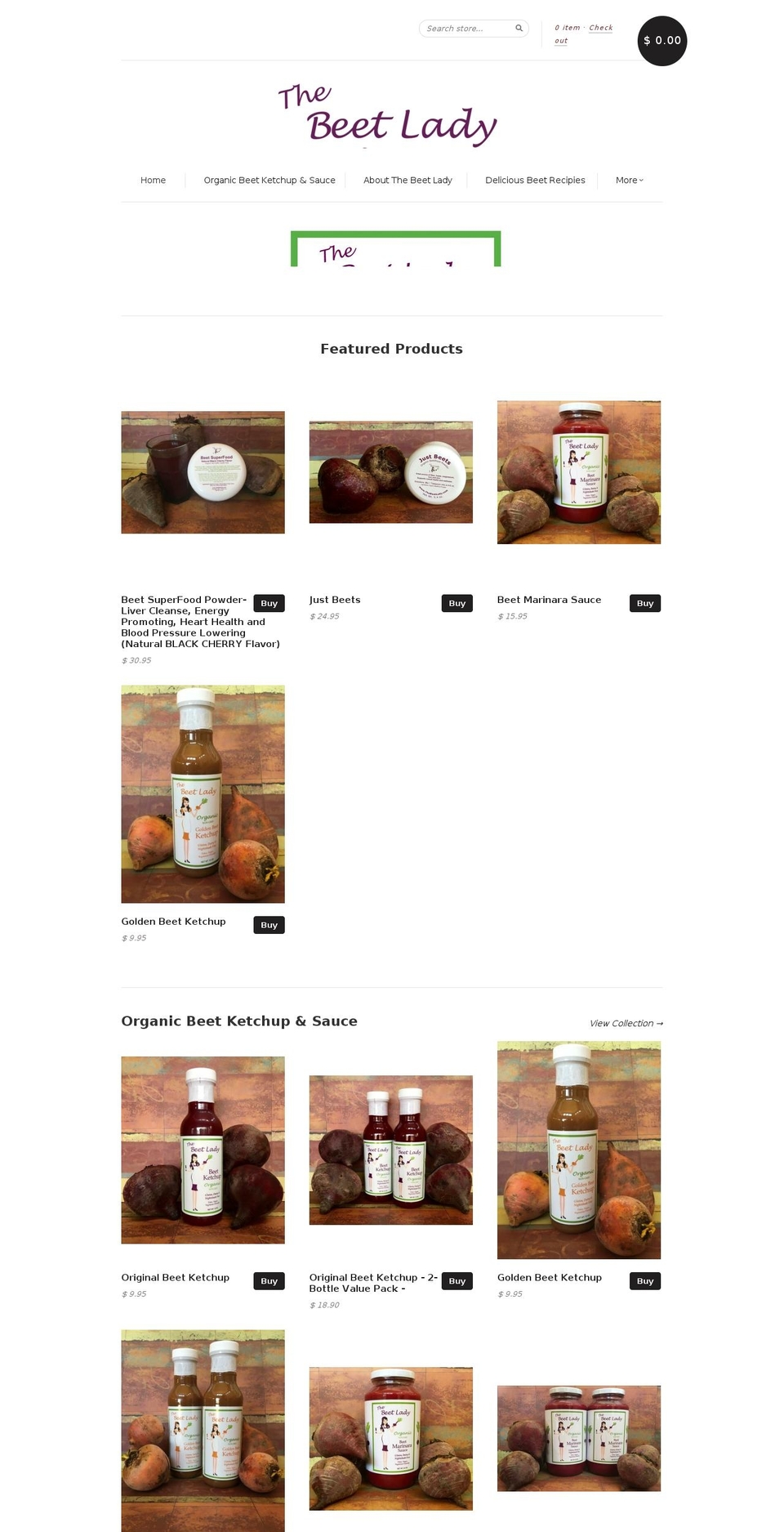 thebeetlady.com shopify website screenshot