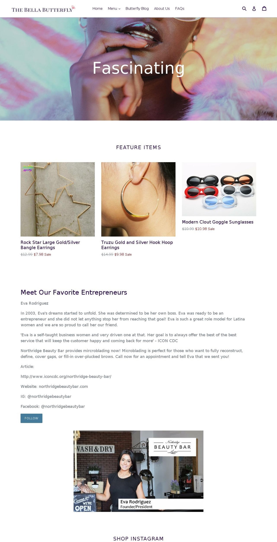 thebellabutterfly.com shopify website screenshot