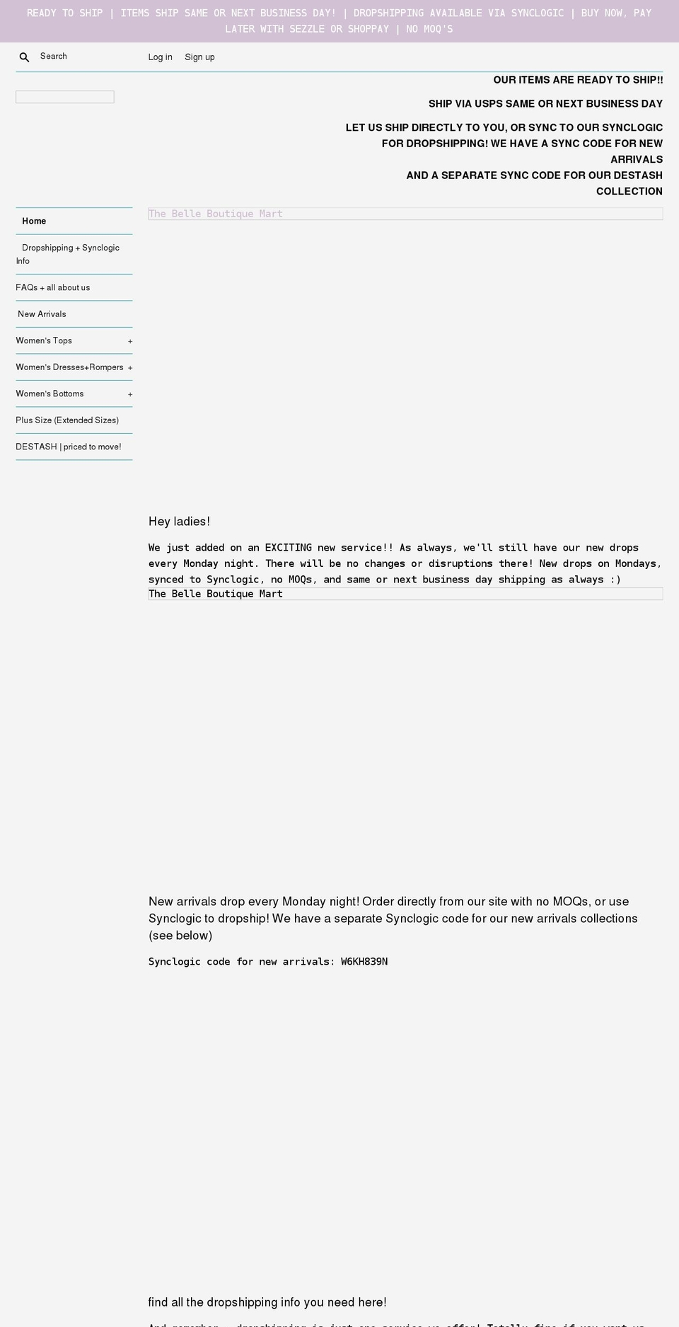 thebelleboutiquemart.com shopify website screenshot