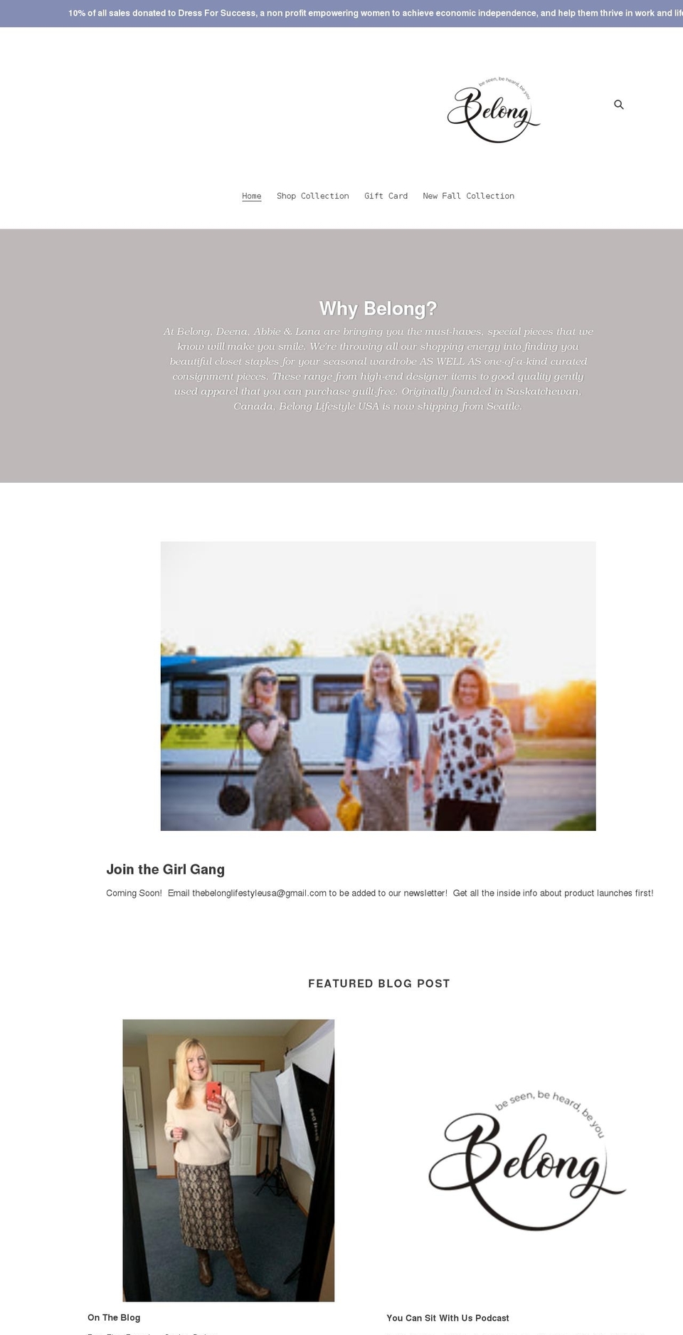 thebelonglifestyleusa.com shopify website screenshot