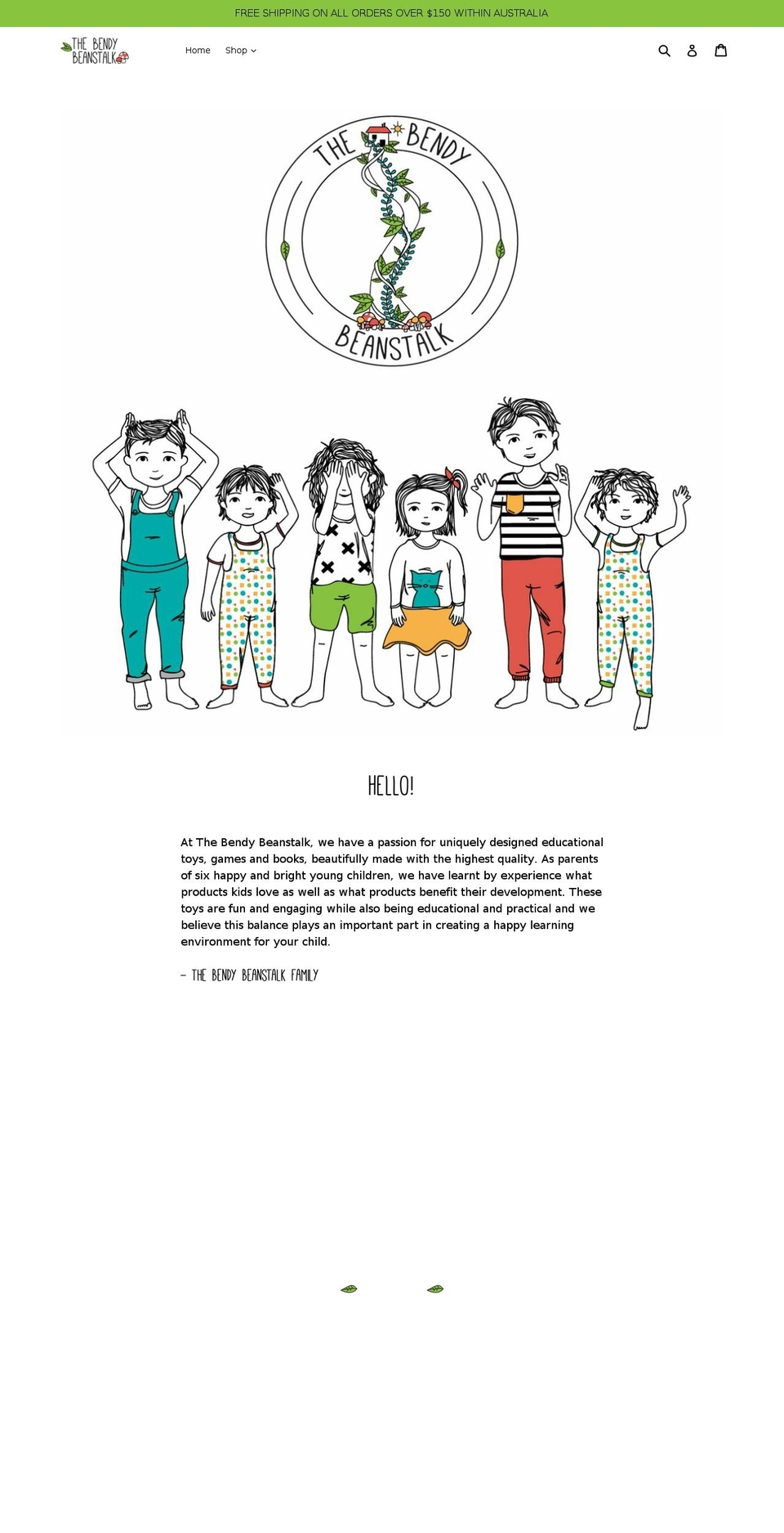 thebendybeanstalk.com — Shopify storefront screenshot