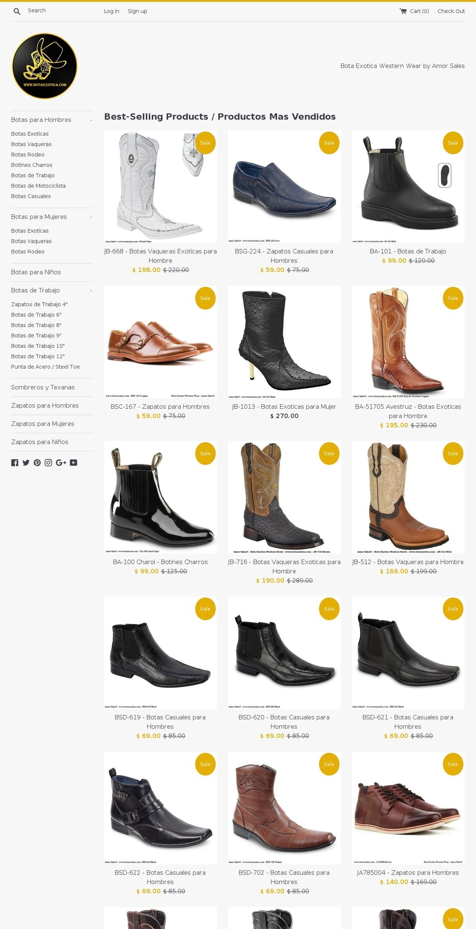 Bota Exotica Western Wear Shopify theme site example thebestshoesinusa.com