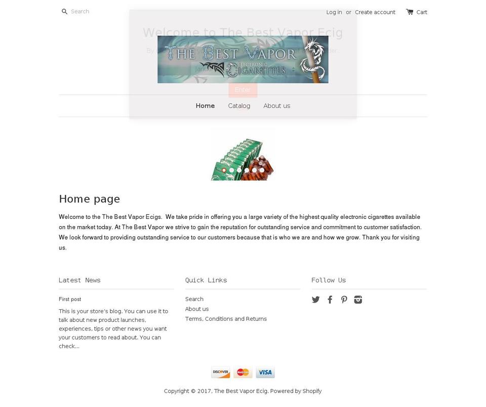 thebestvaporecig.com shopify website screenshot