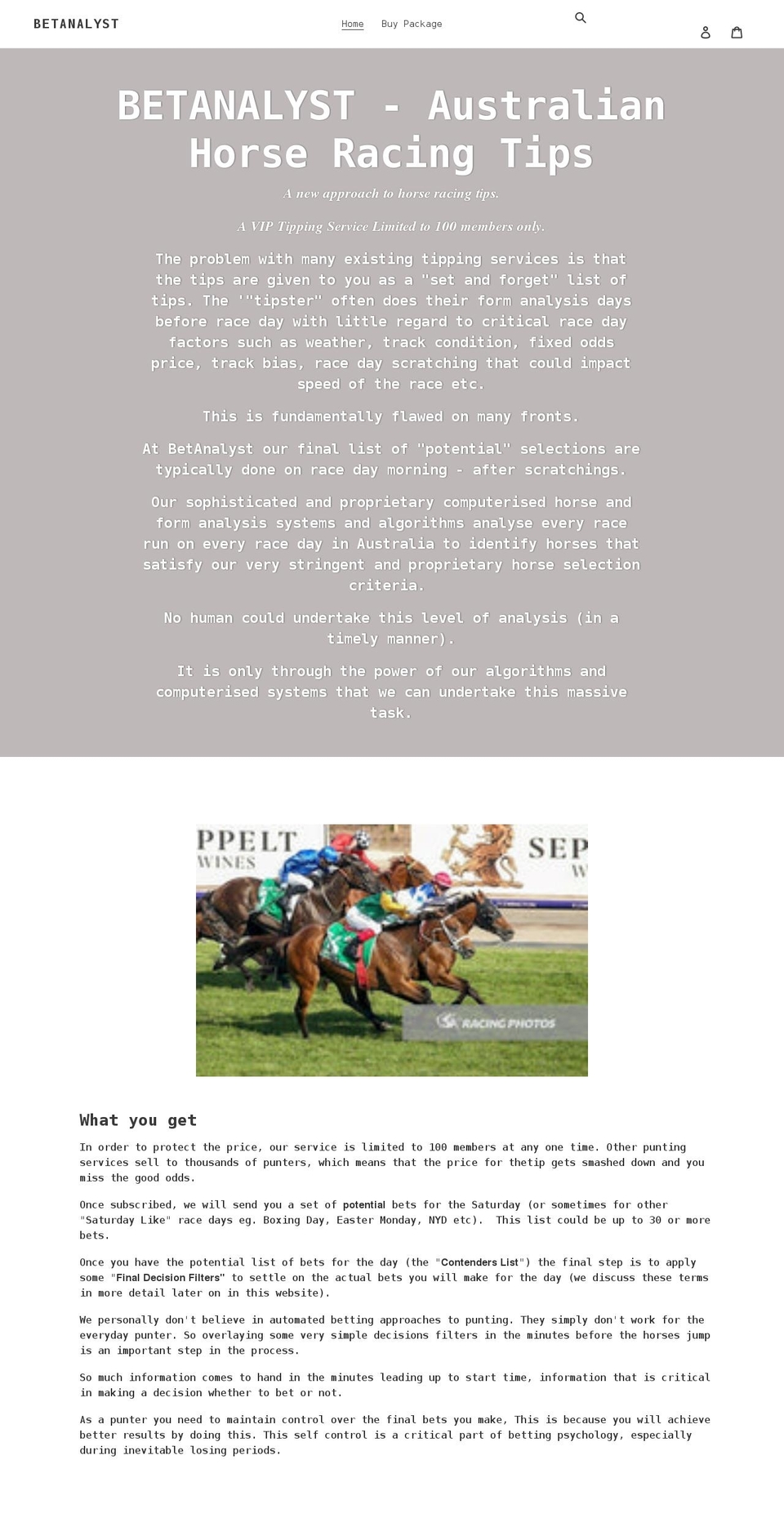 thebetanalyst.com shopify website screenshot