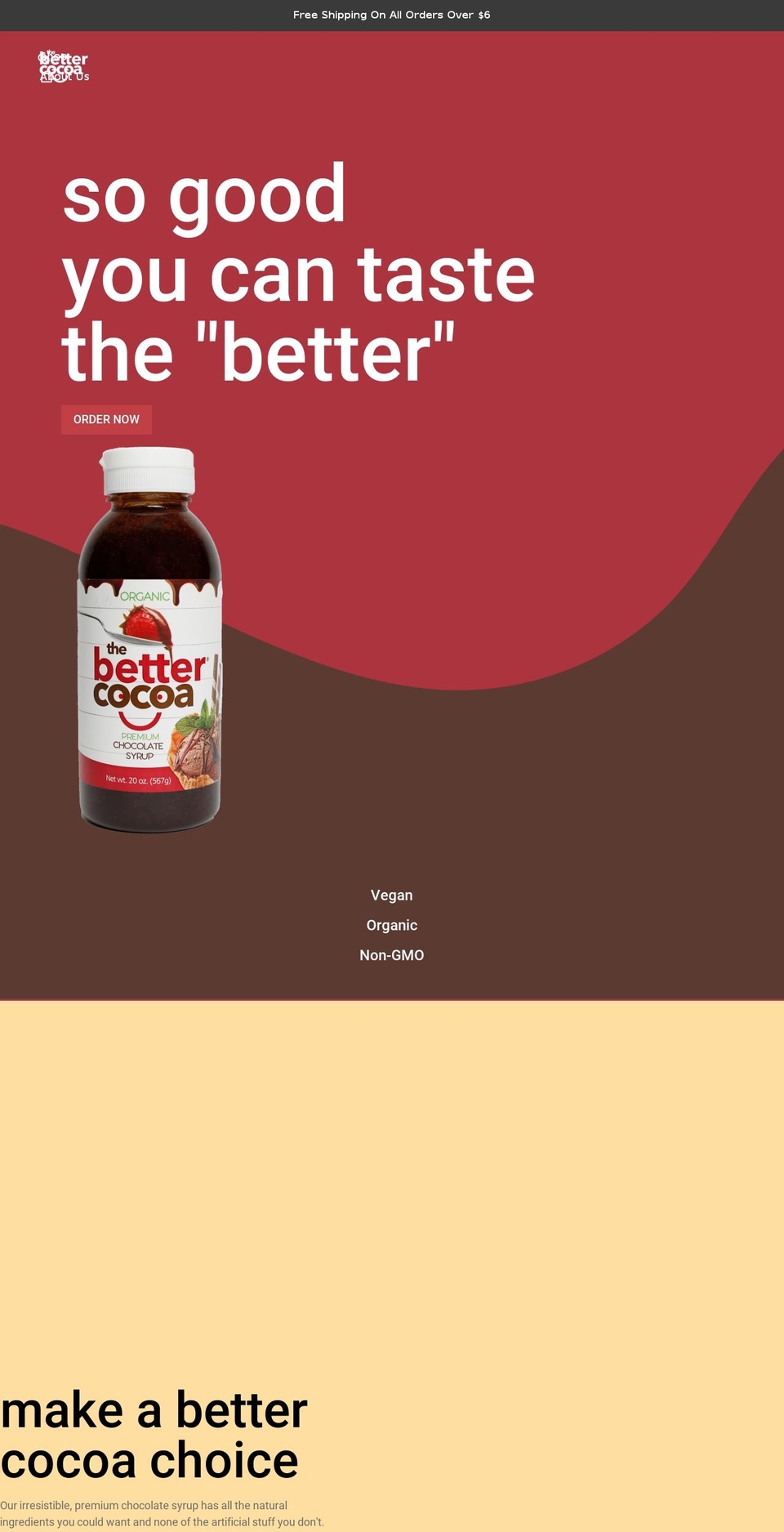 thebettercocoa.com shopify website screenshot