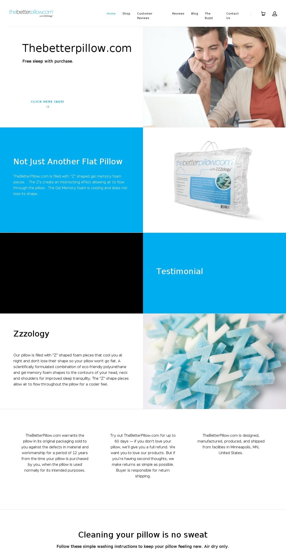 thebetterpillow.net shopify website screenshot