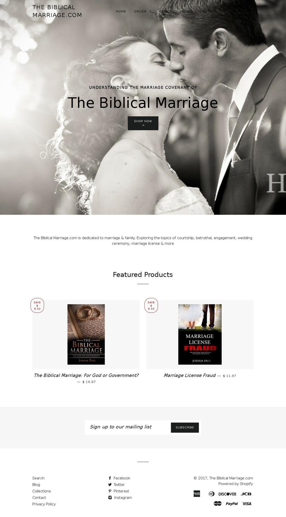 thebiblicalmarriage.com shopify website screenshot