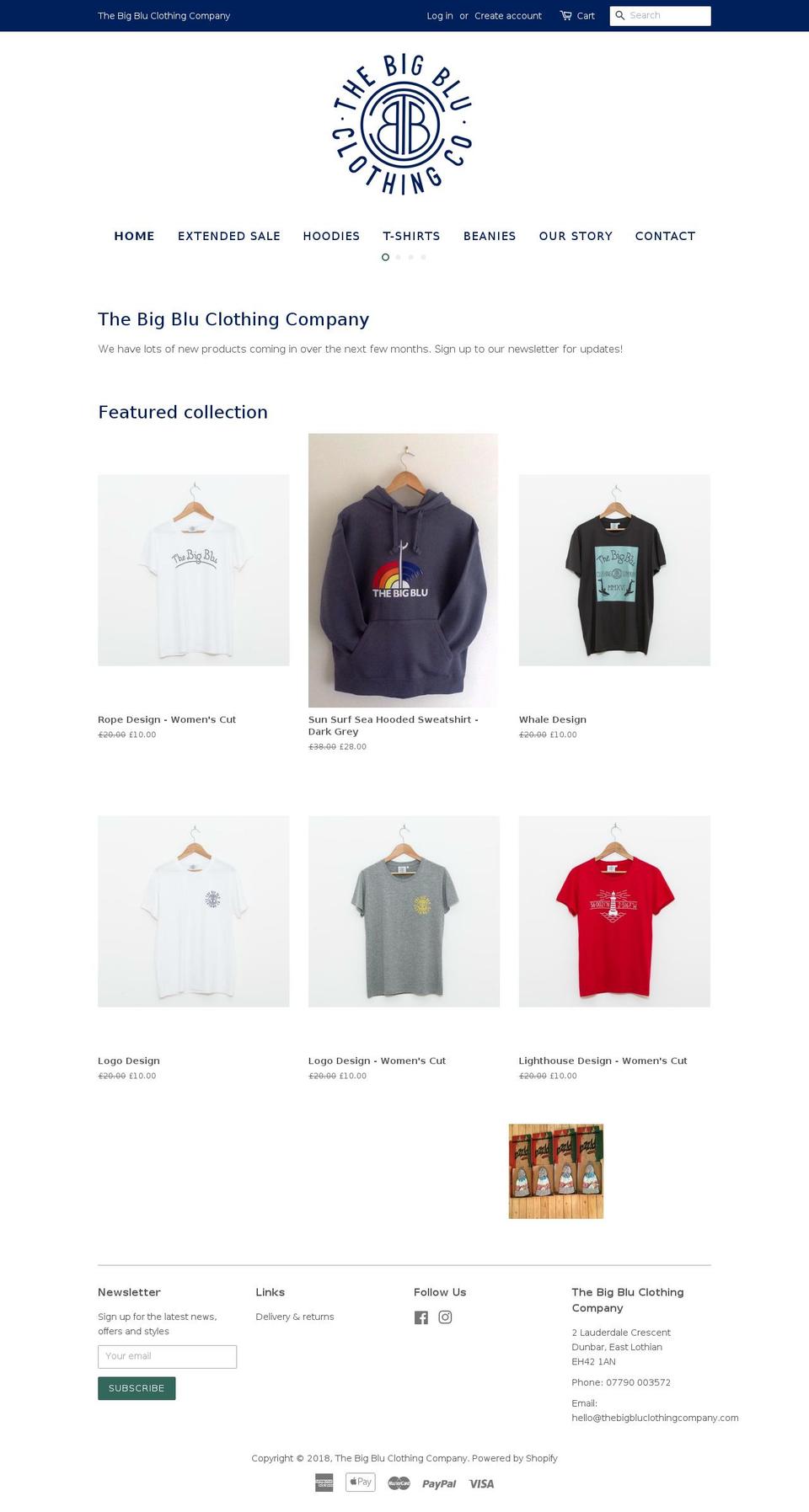 thebigbluclothingcompany.com — Shopify storefront screenshot