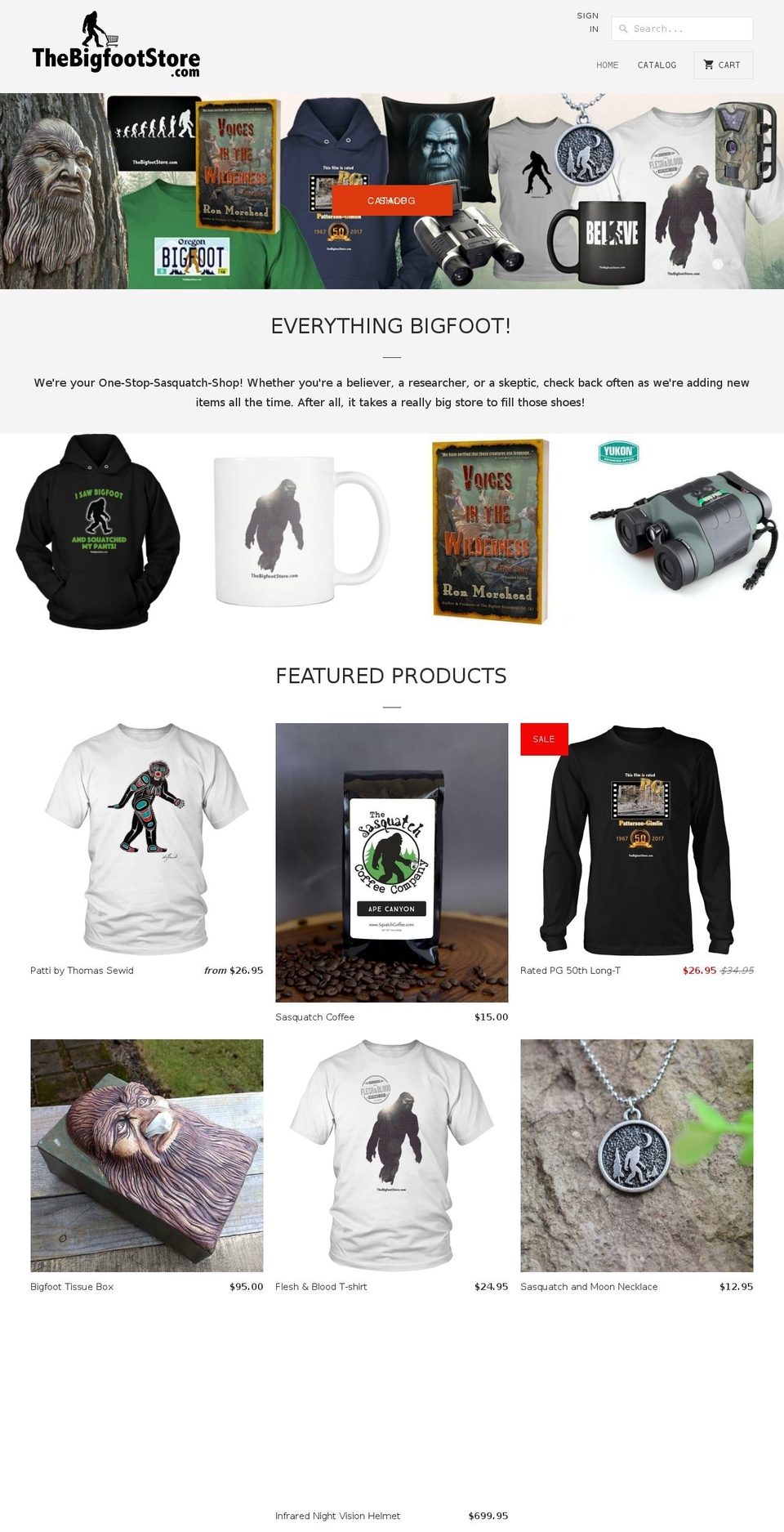 thebigfootstore.com shopify website screenshot