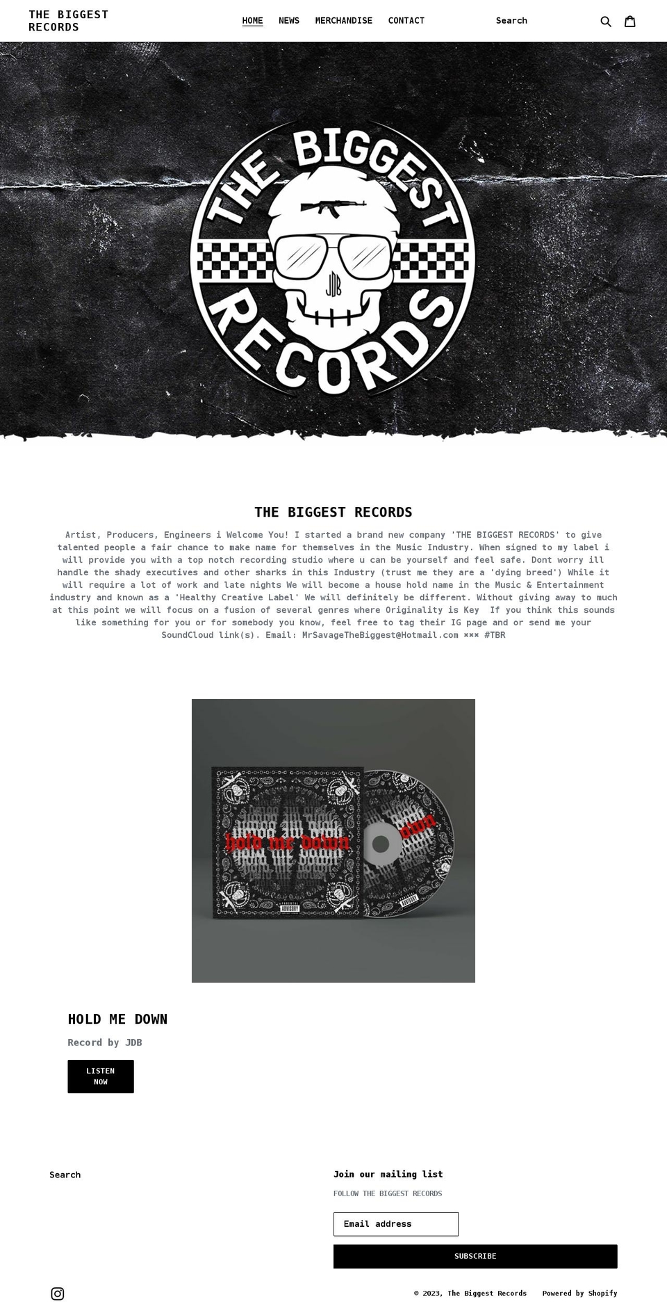 thebiggestrecords.com shopify website screenshot