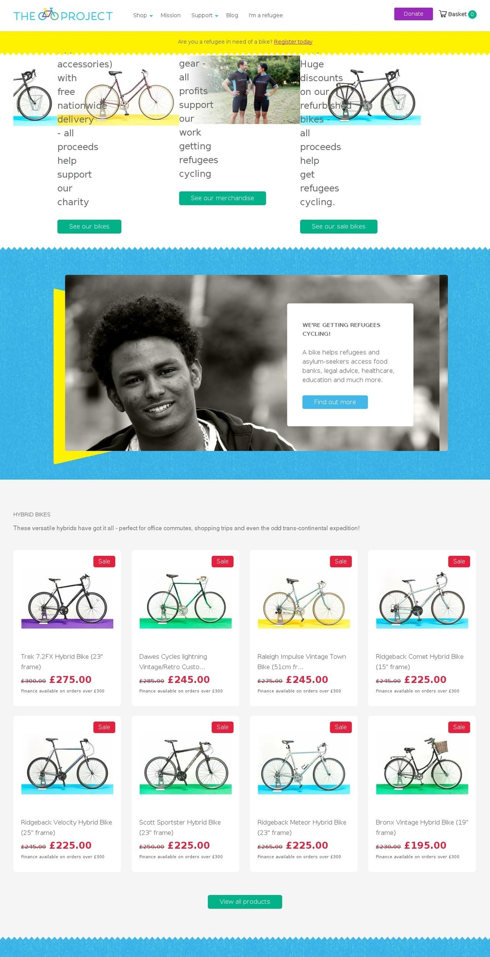 thebikeproject.co.uk shopify website screenshot