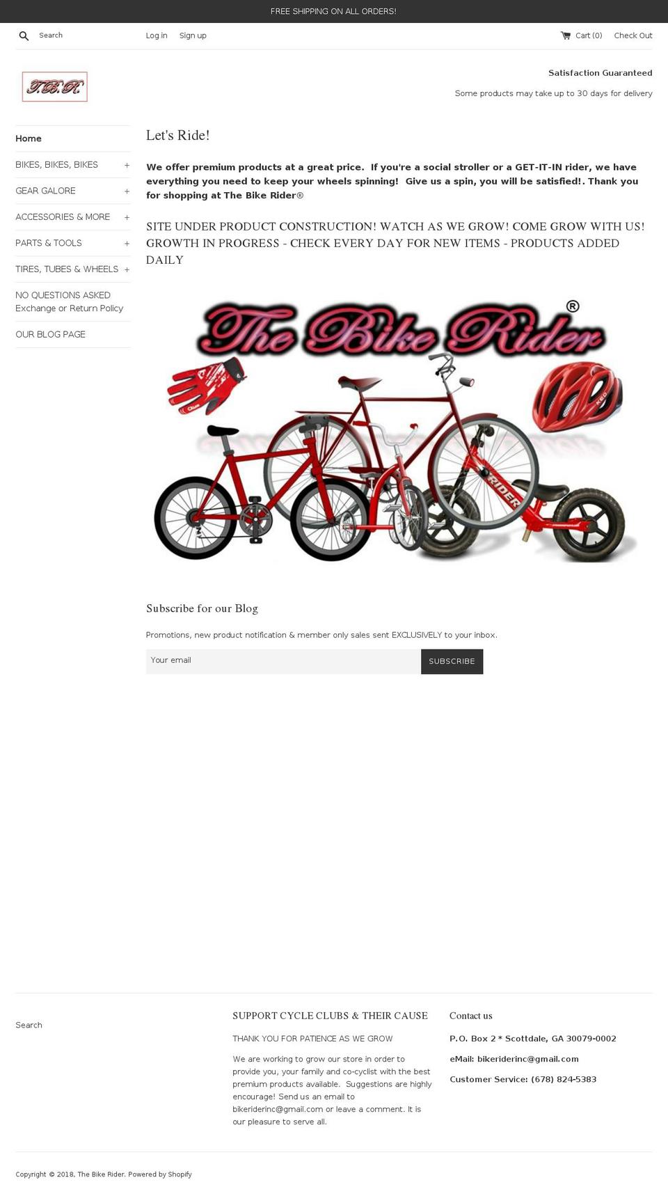 thebikerider.com — Shopify storefront screenshot
