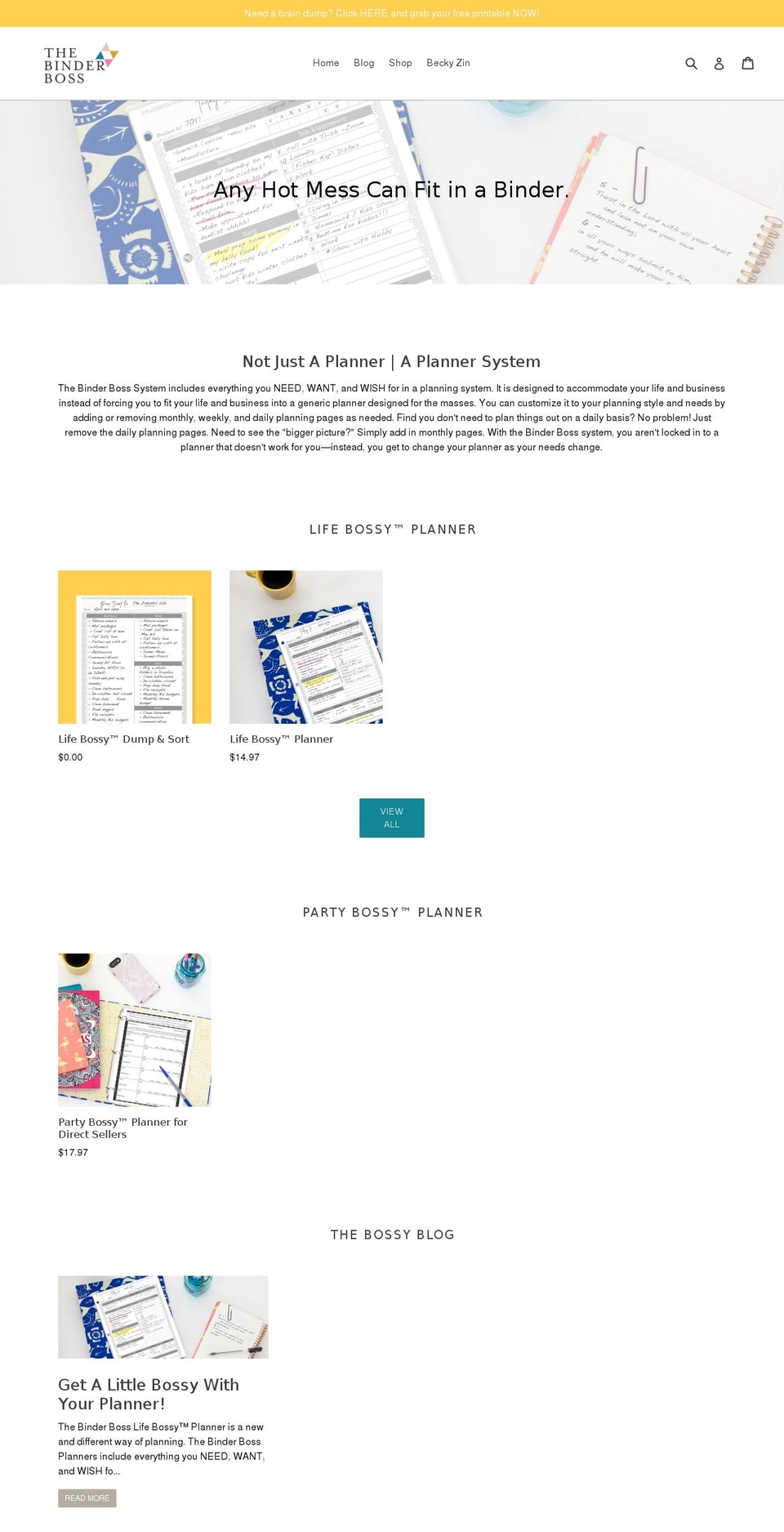 thebinderboss.com shopify website screenshot