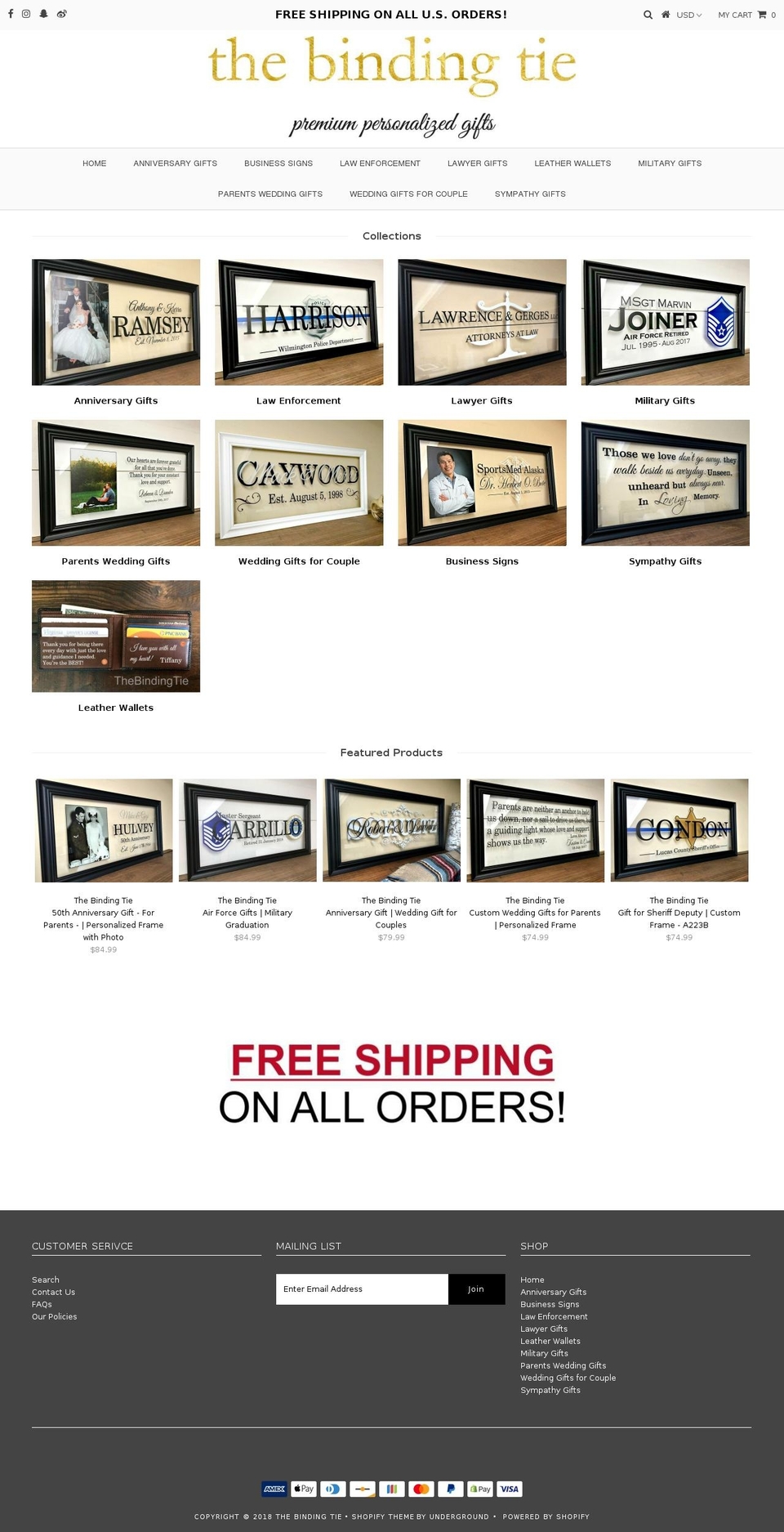 thebindingtie.com — Shopify storefront screenshot
