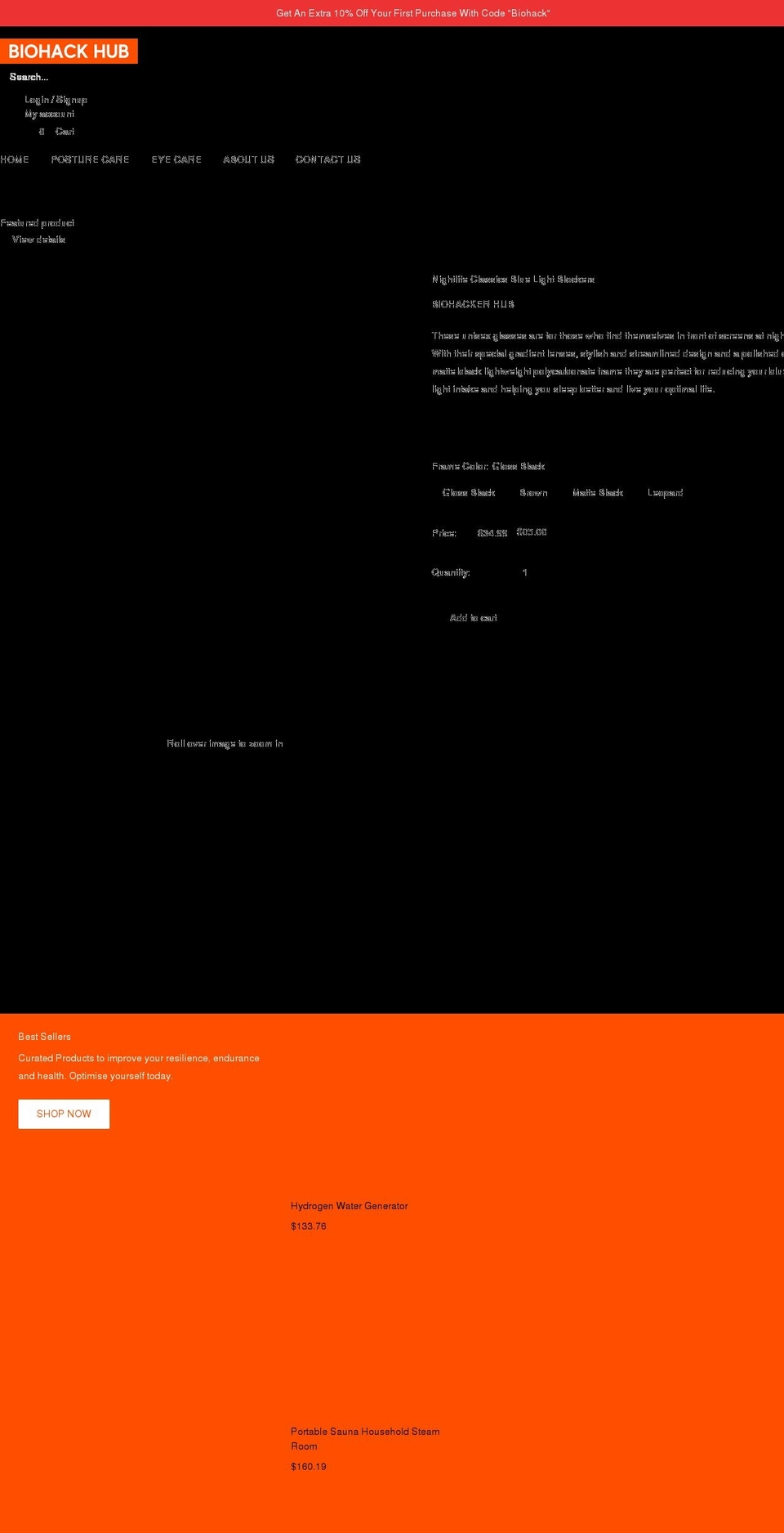 thebiohackerhub.com shopify website screenshot