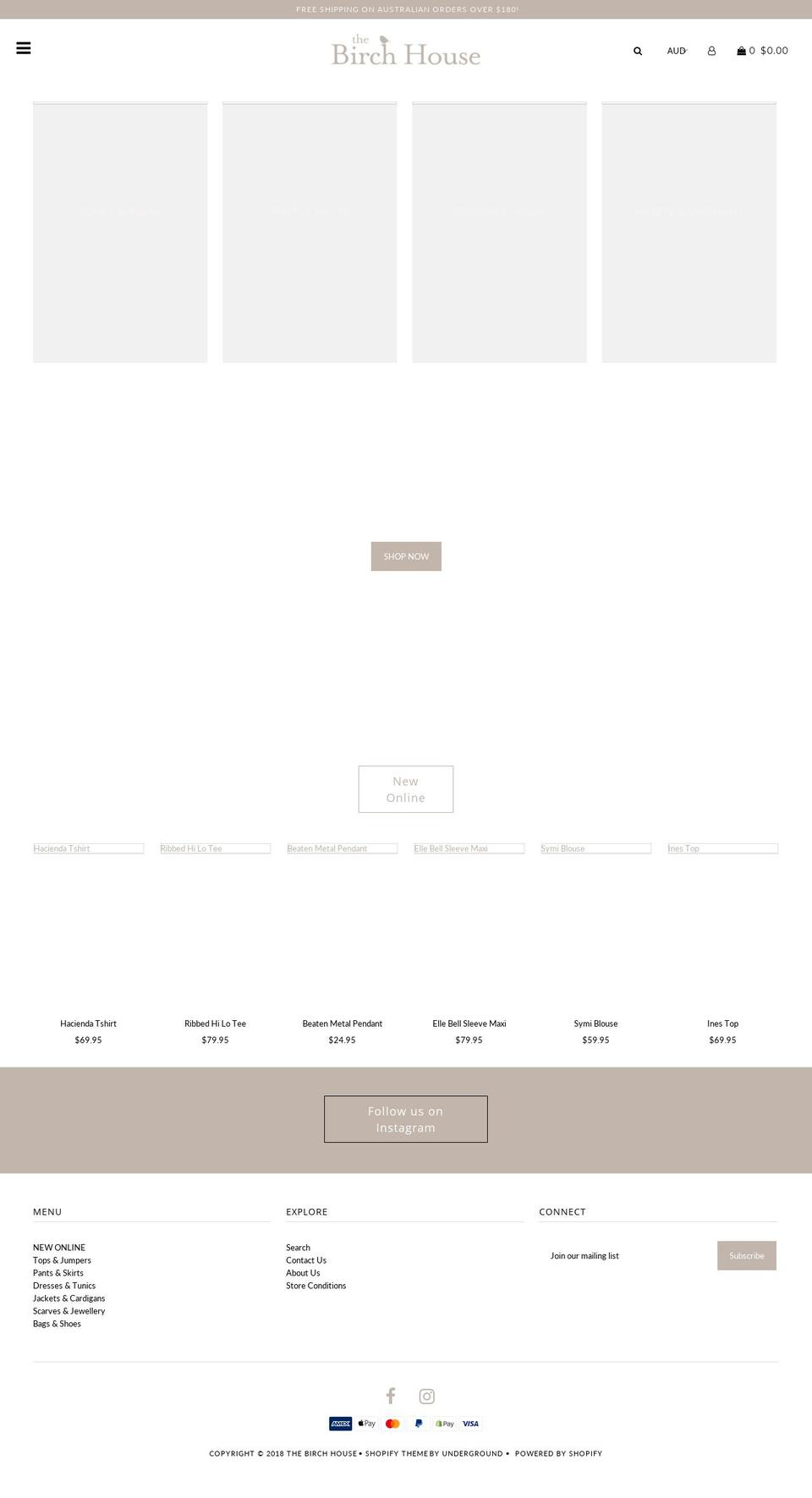 thebirchhouse.com.au shopify website screenshot
