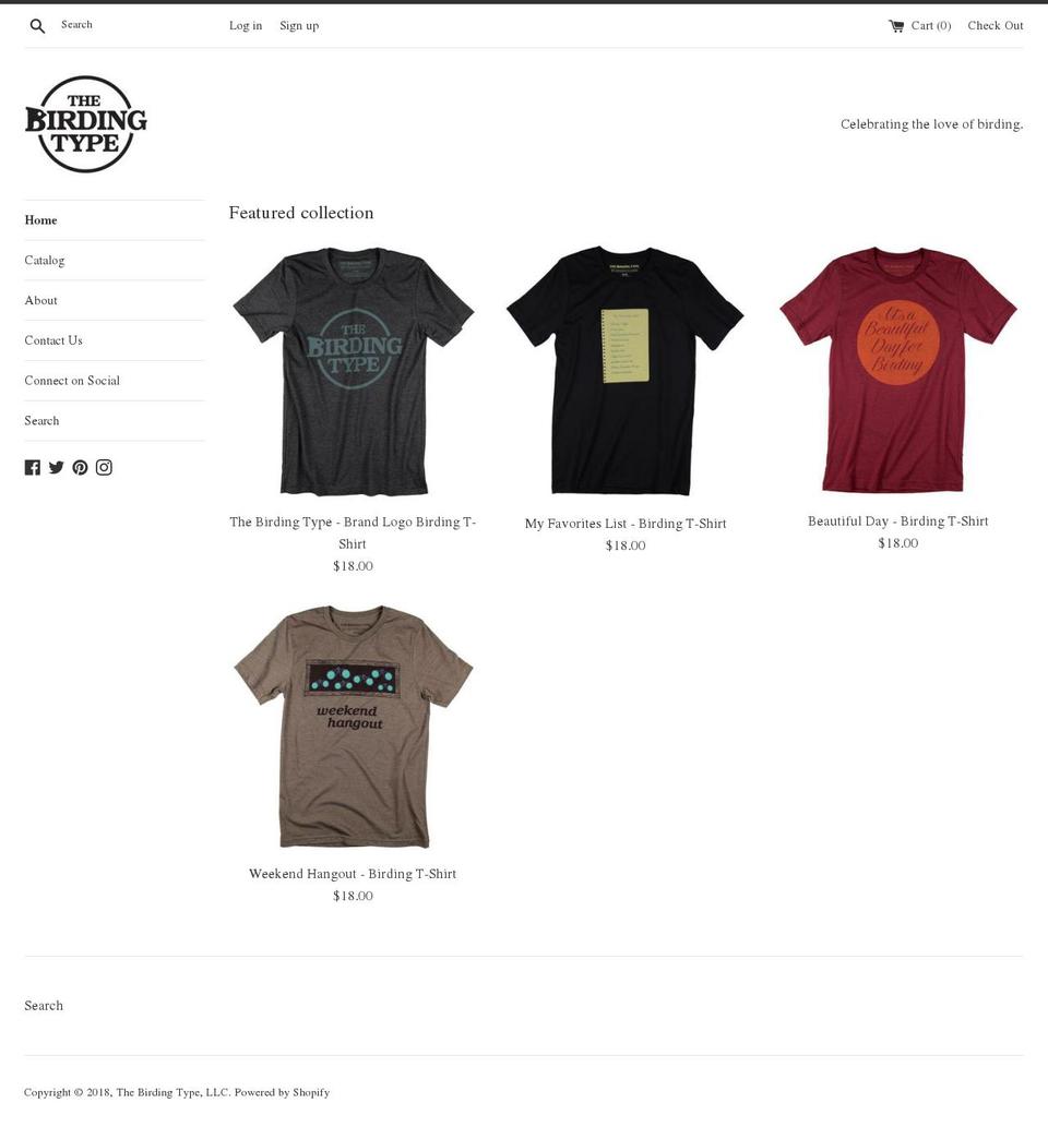 thebirdingtype.com shopify website screenshot