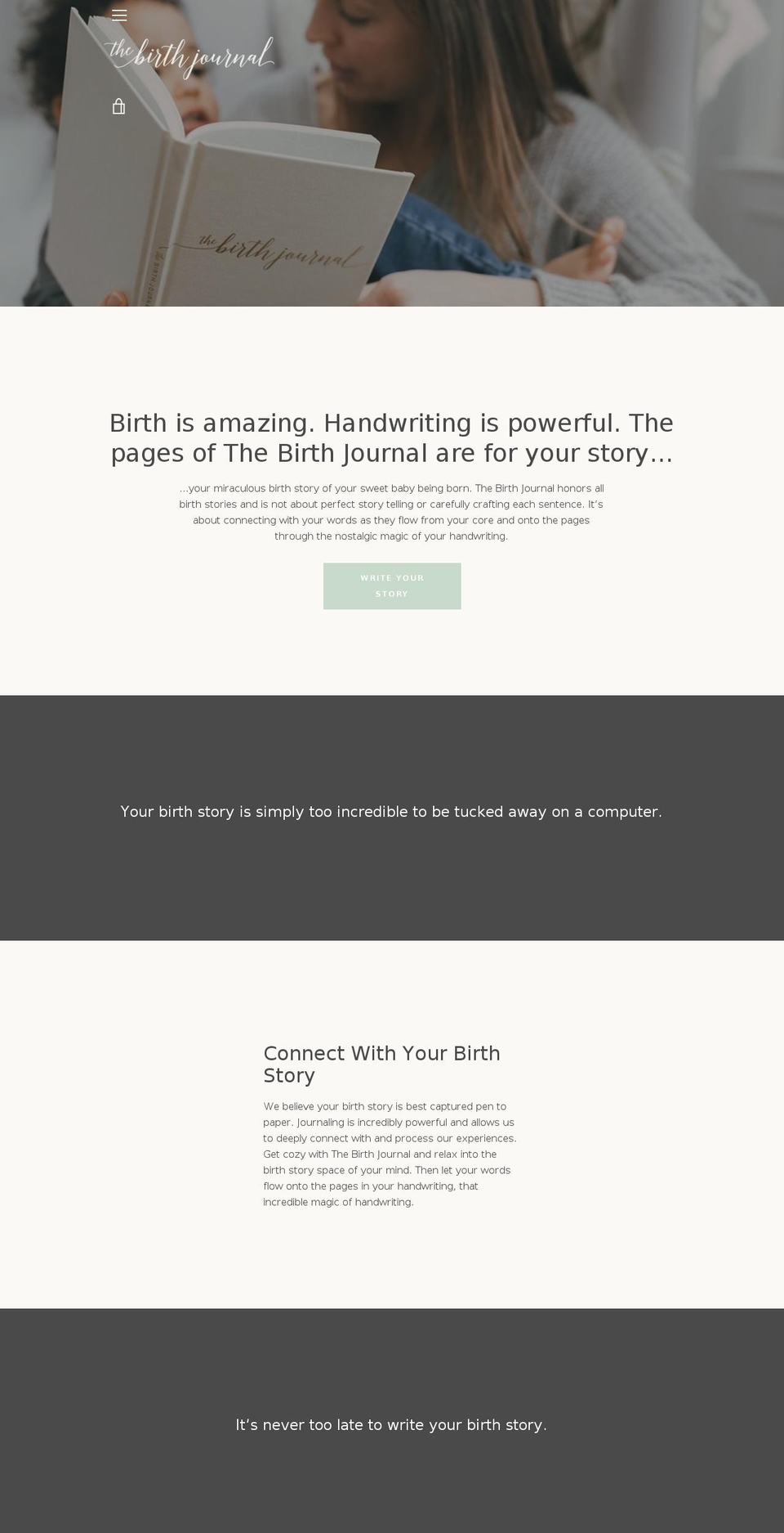 Copy of Narrative Shopify theme site example thebirthjournal.com