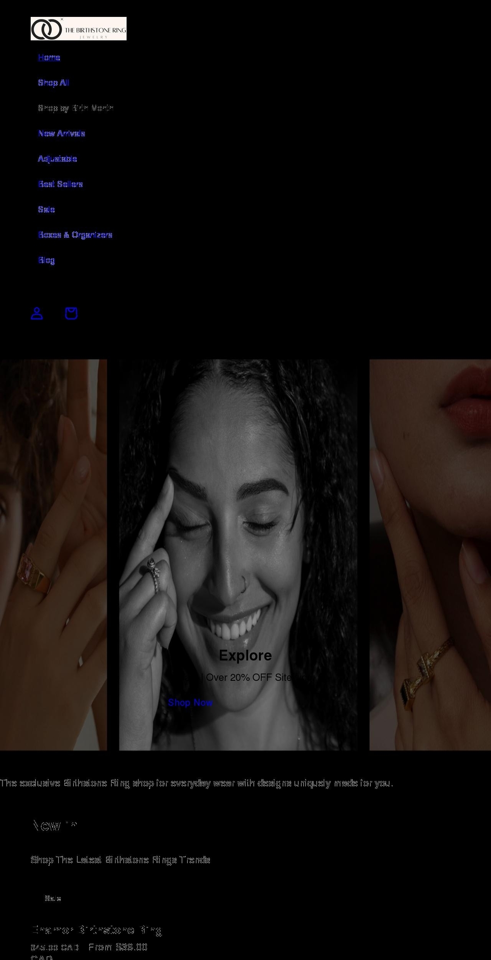 thebirthstonering.com shopify website screenshot