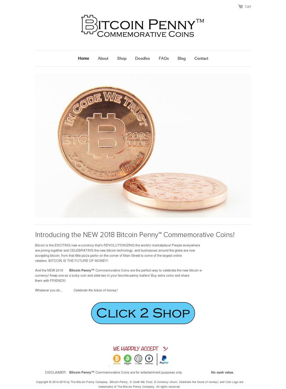 thebitcoinpenny.com shopify website screenshot