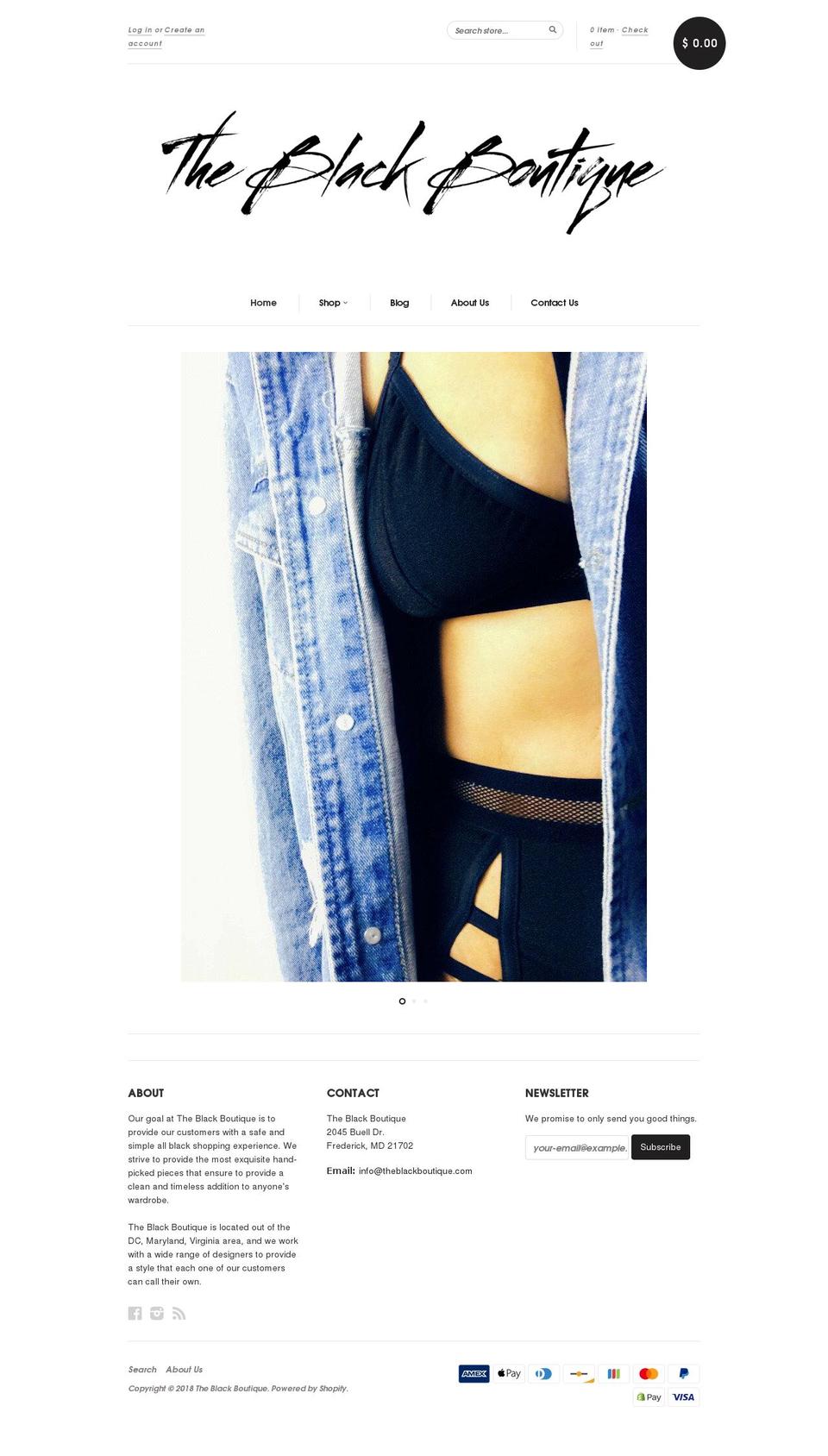 theblackboutique.com — Shopify storefront screenshot