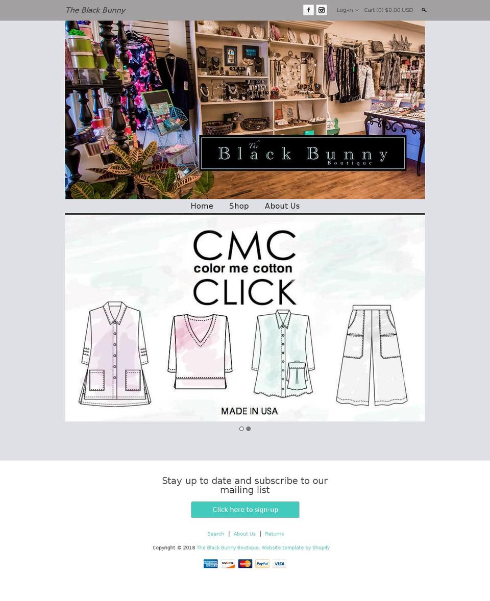 theblackbunnyboutique.com — Shopify storefront screenshot
