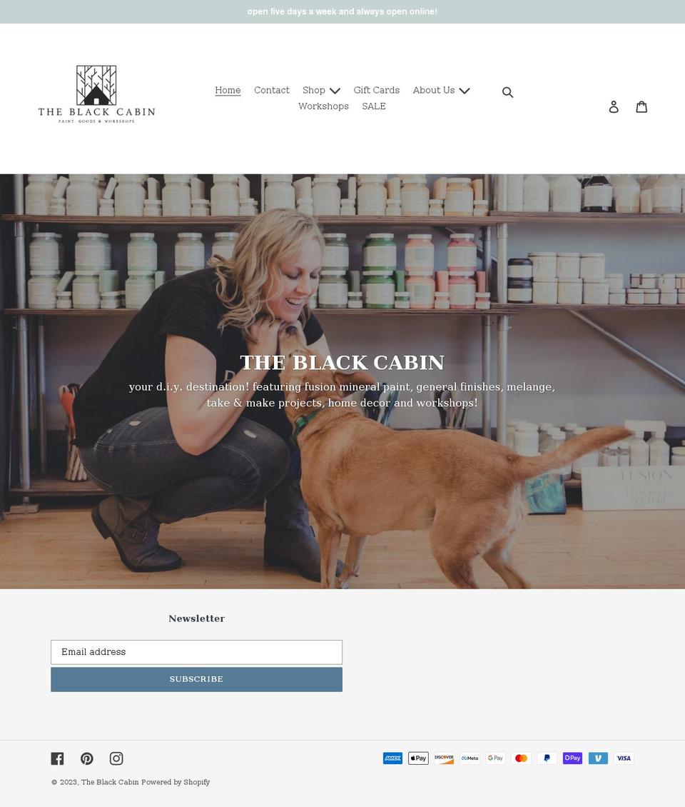 theblackcabin.com shopify website screenshot