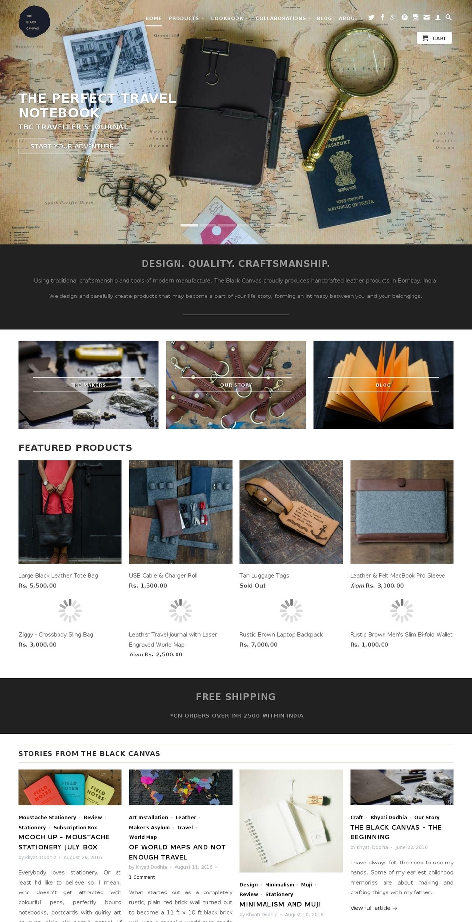 Broadcast Shopify theme site example theblackcanvas.in