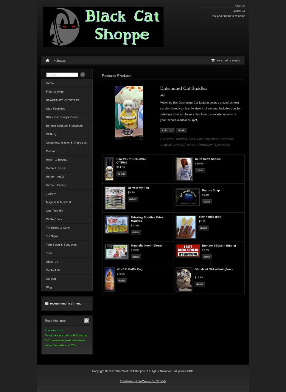 onyx-dark-default Shopify theme site example theblackcatshoppe.net