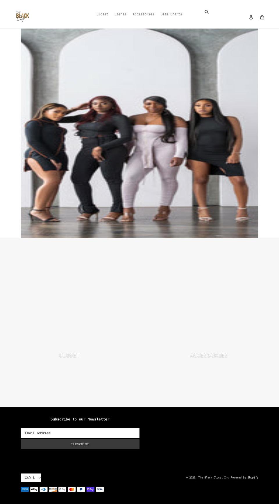 theblackclosetinc.com shopify website screenshot