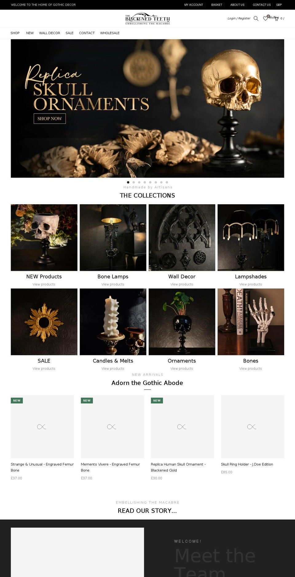 theblackenedteeth.com shopify website screenshot