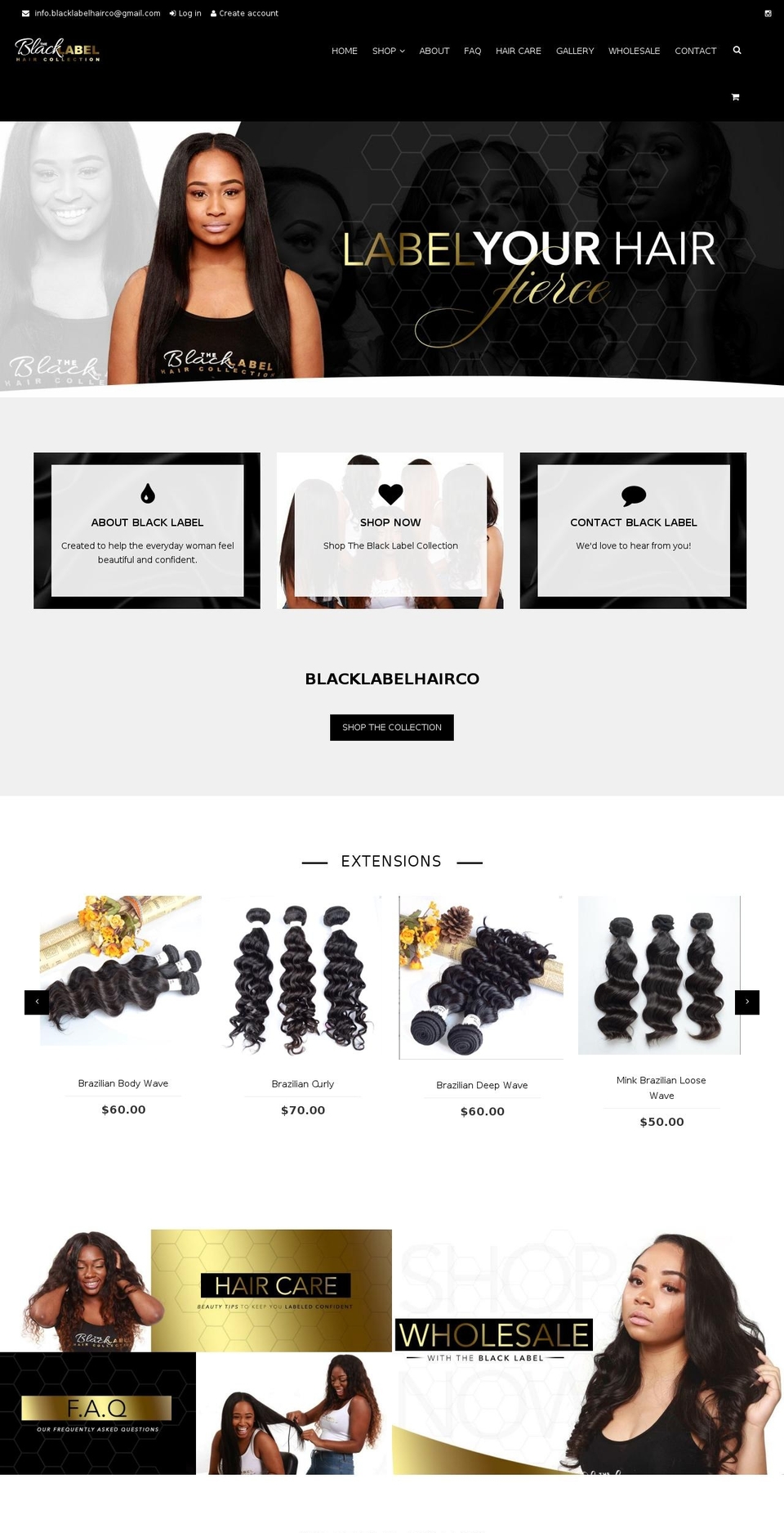 theblacklabelhairco.com shopify website screenshot