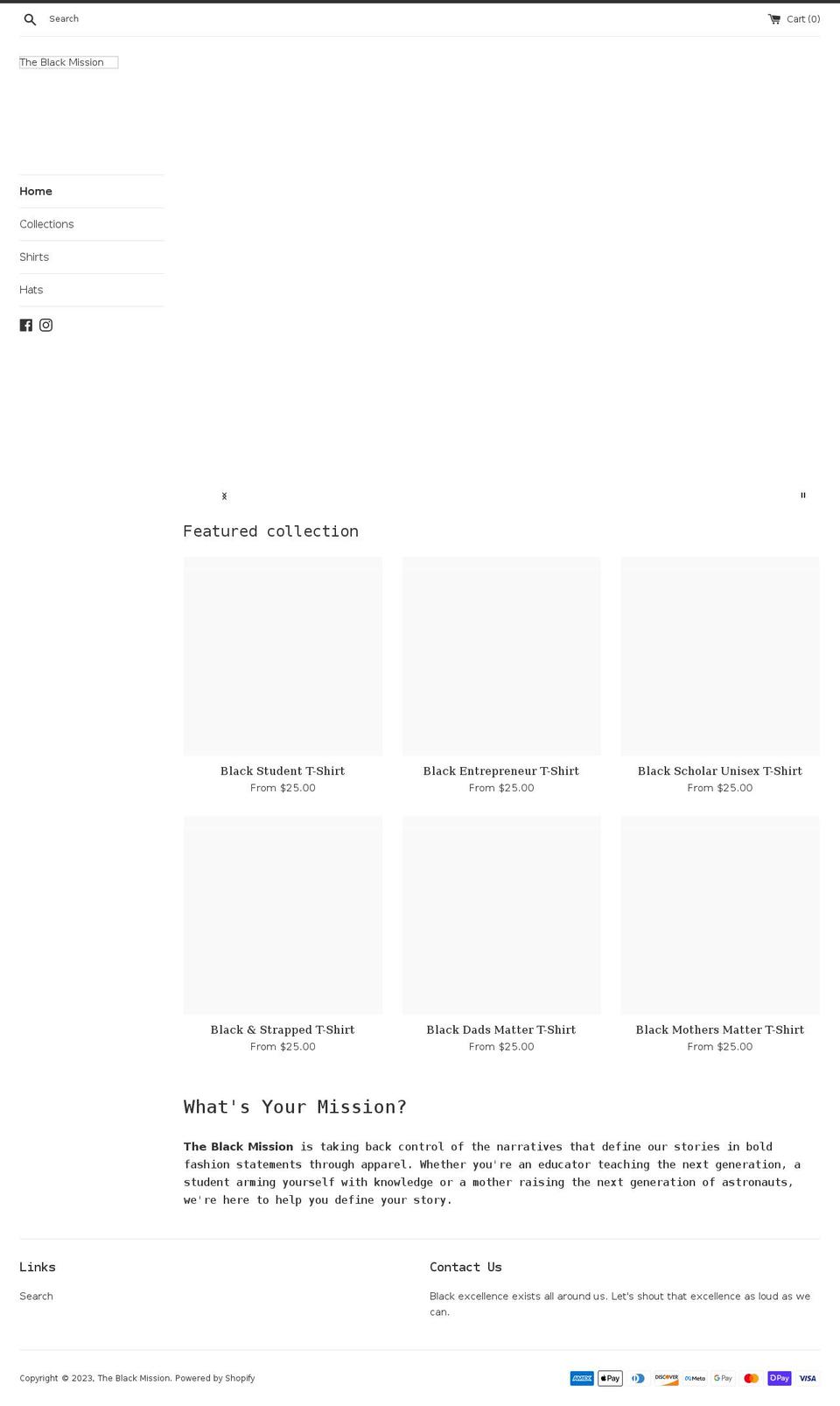 theblackmission.com shopify website screenshot