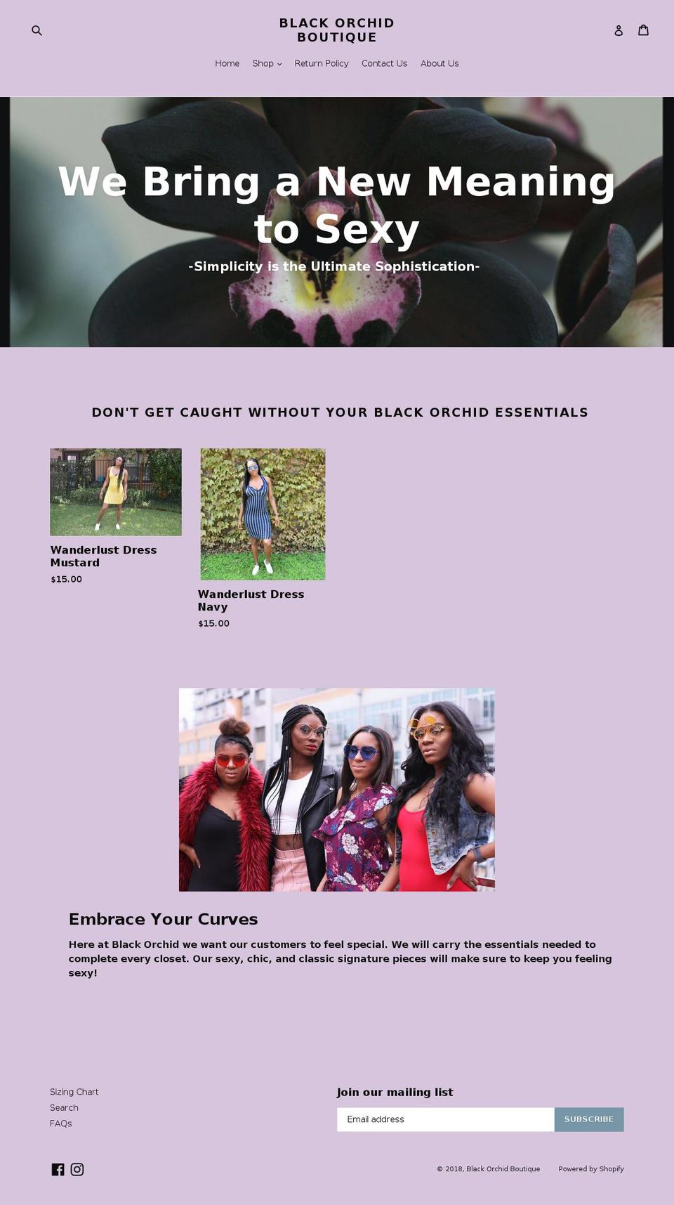 theblackorchidshop.com shopify website screenshot