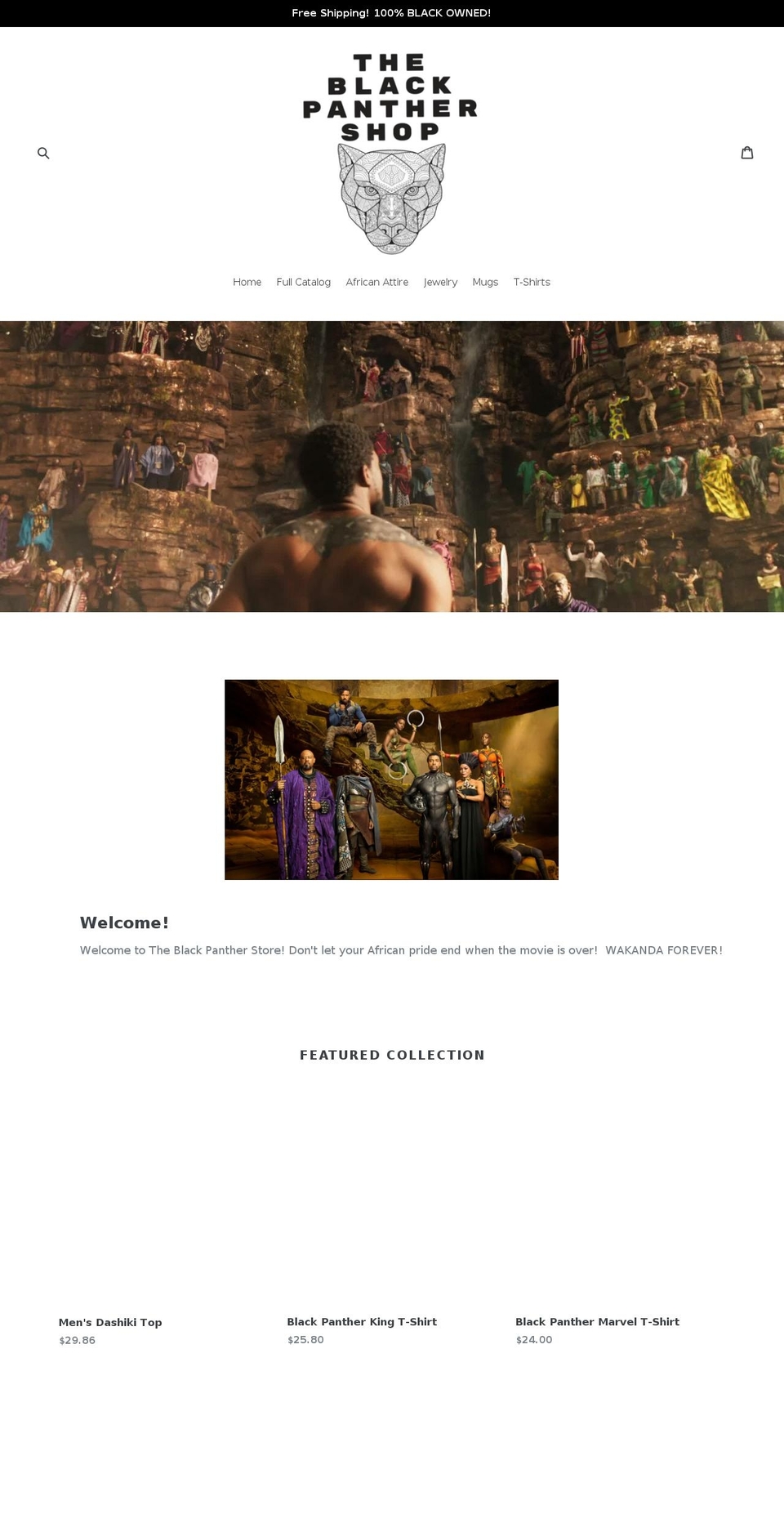 theblackpanthershop.com — Shopify storefront screenshot