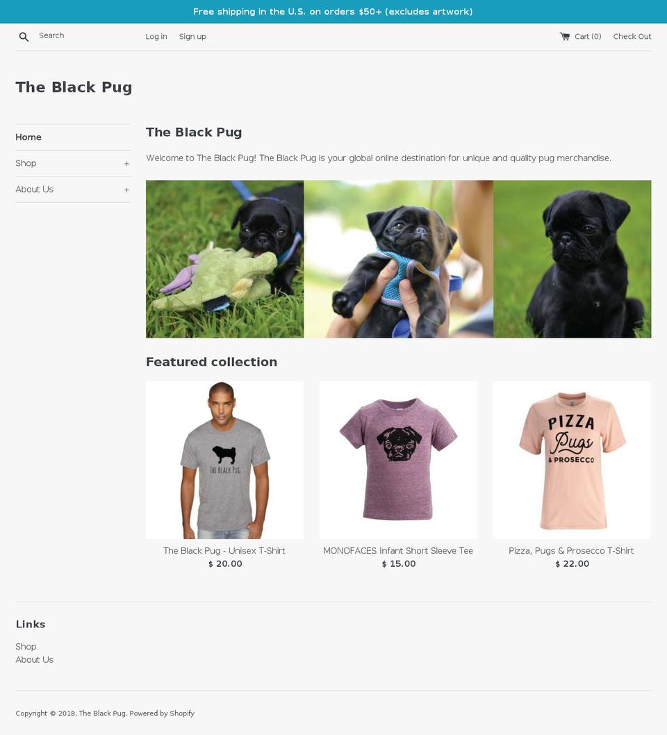 theblackpug.com shopify website screenshot