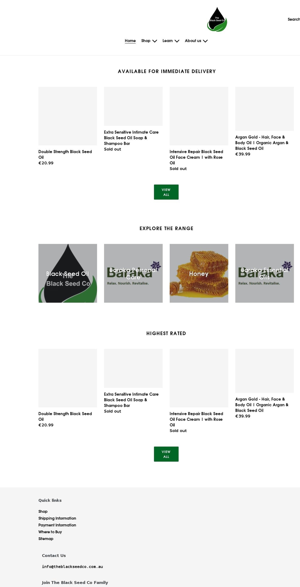 theblackseedco.com — Shopify storefront screenshot