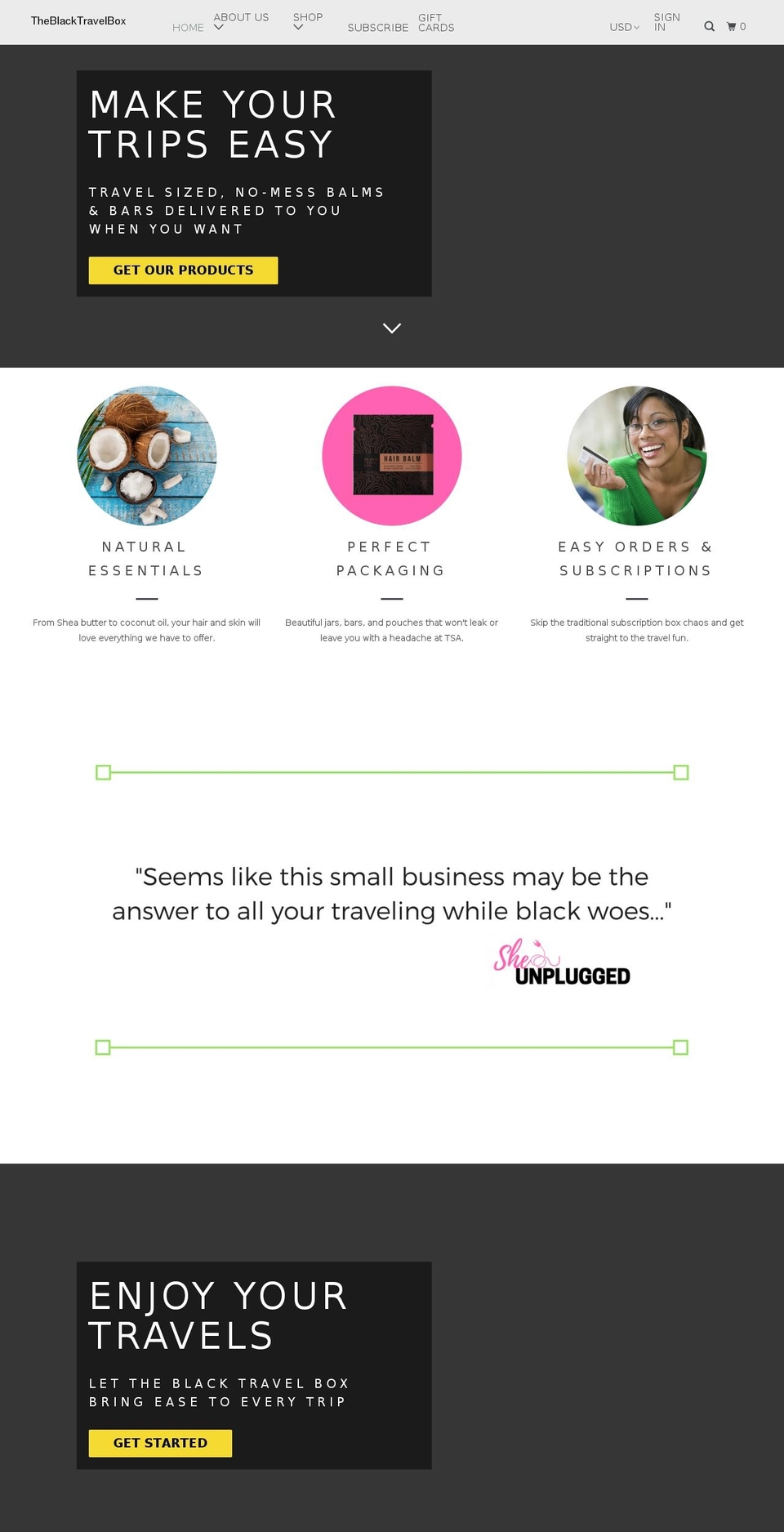 theblacktravelbox.com — Shopify storefront screenshot