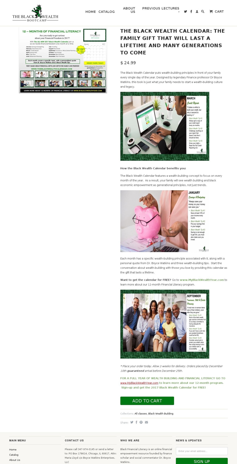theblackwealthcalendar.com shopify website screenshot