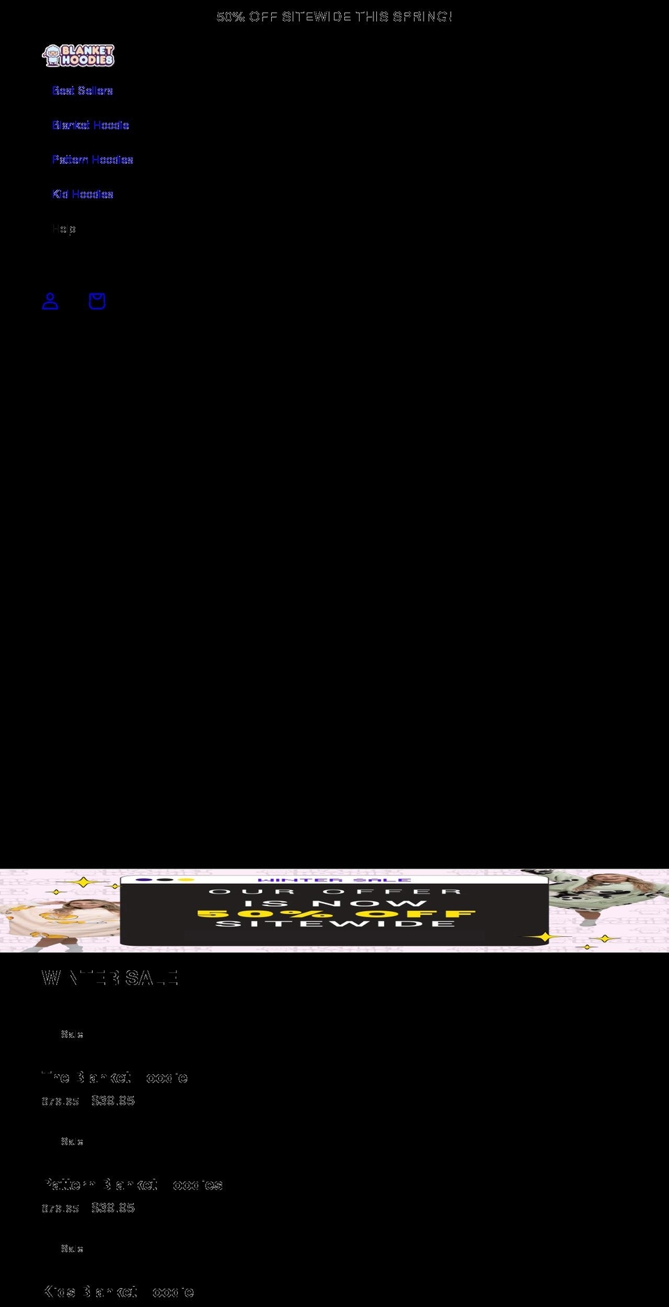 theblankethoodies.com shopify website screenshot