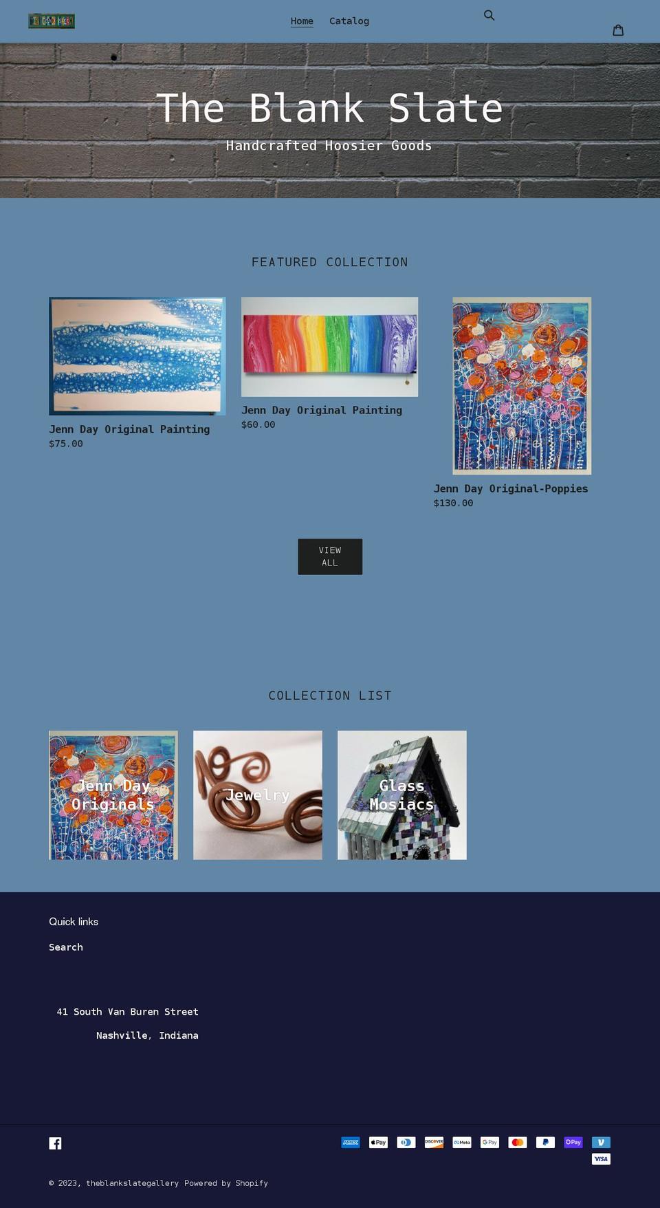 theblankslategallery.com shopify website screenshot
