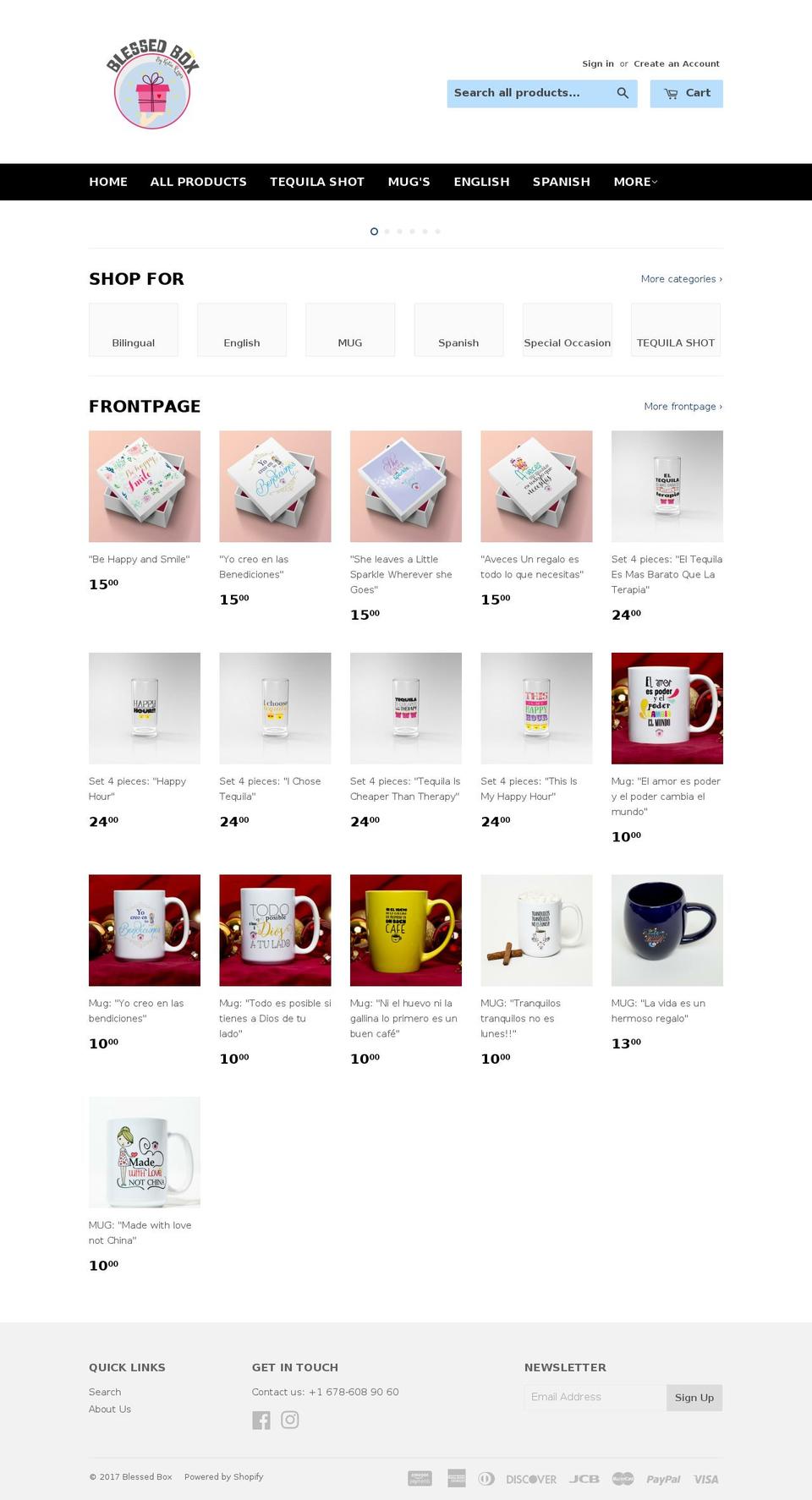 theblessedbox.com shopify website screenshot