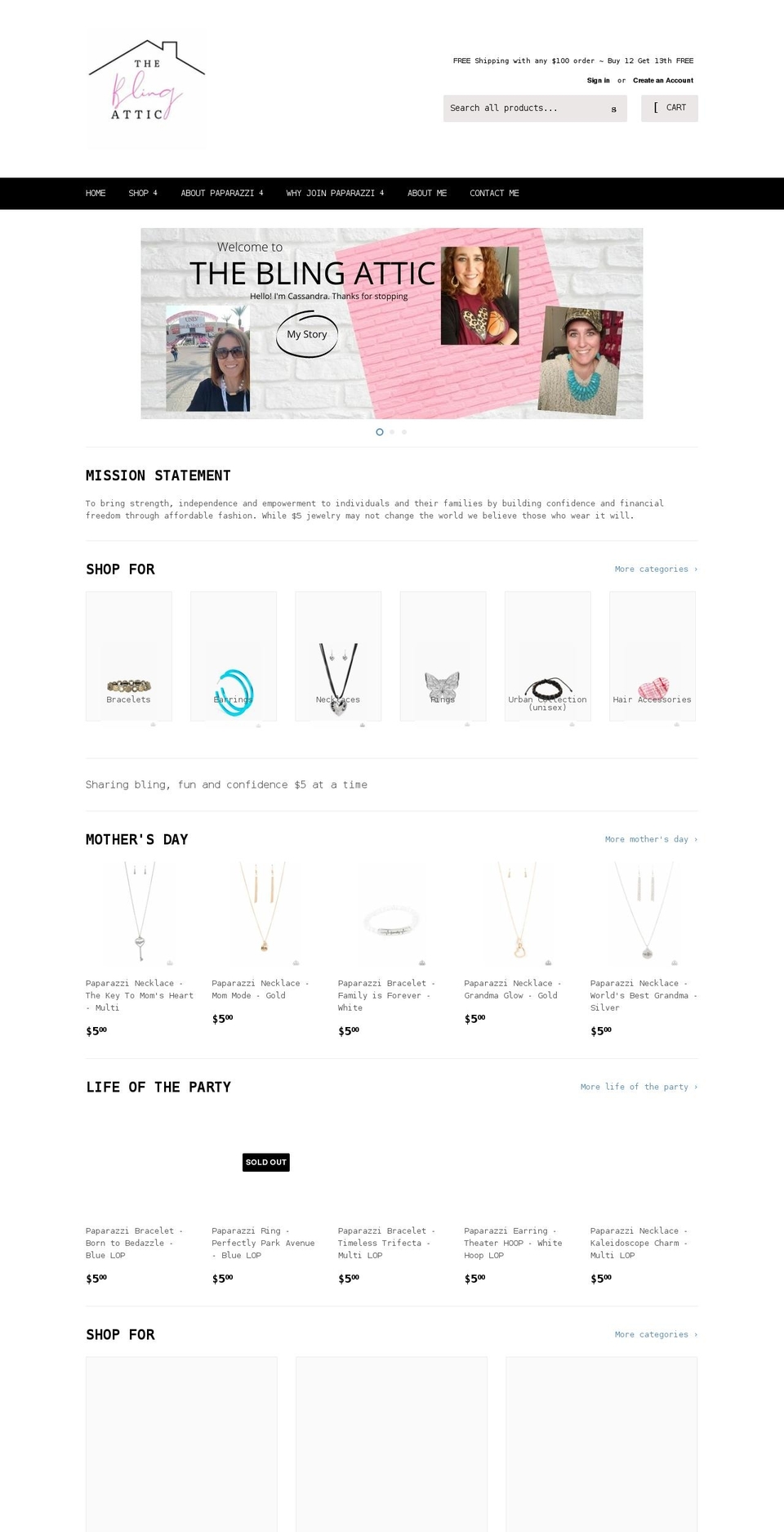 theblingattic.com shopify website screenshot
